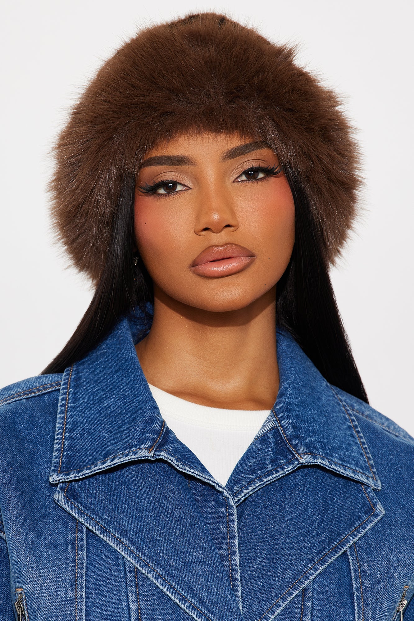 Play To Win Faux Fur Bucket Hat - Brown/combo