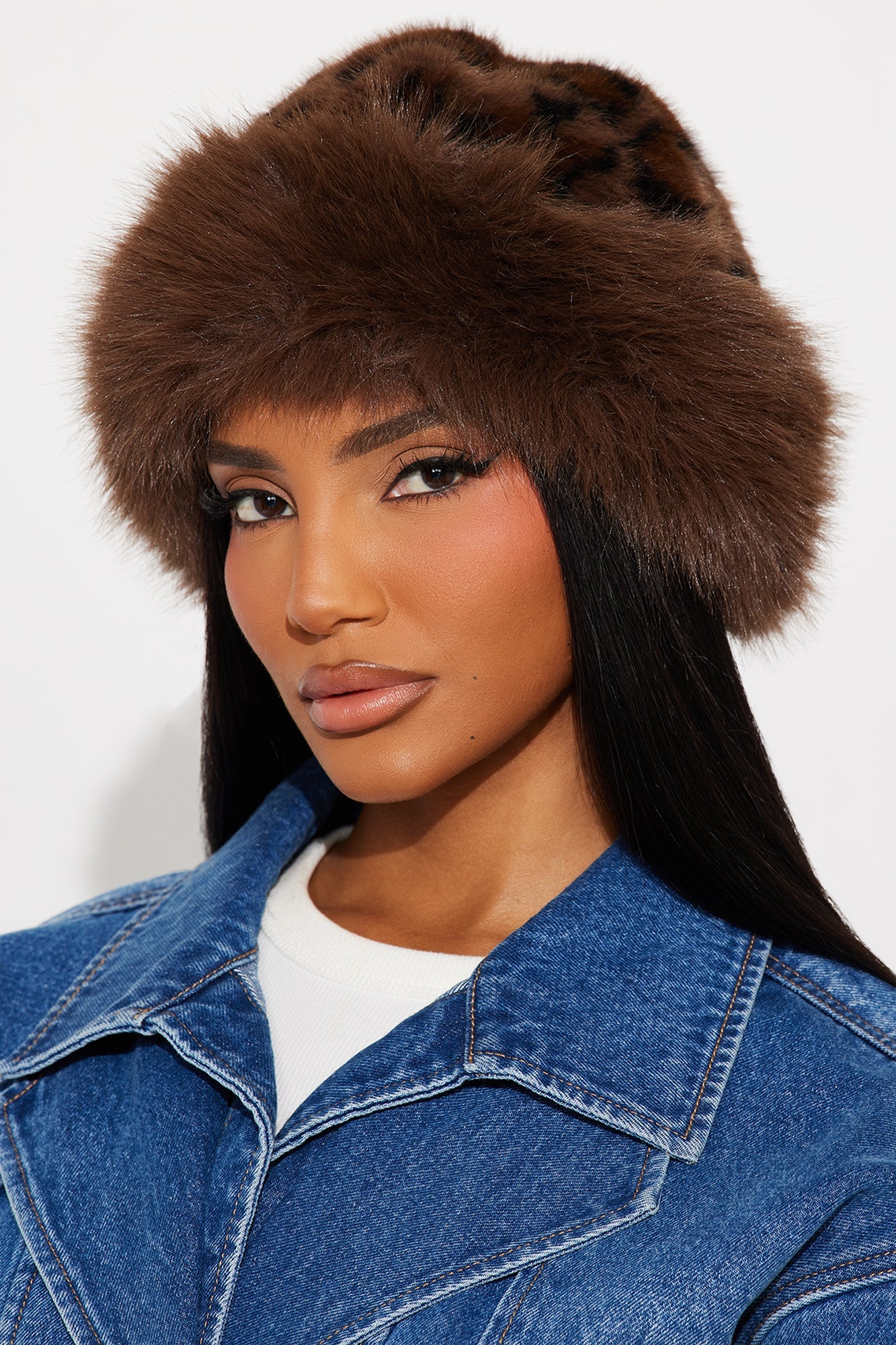 Play To Win Faux Fur Bucket Hat - Brown/combo