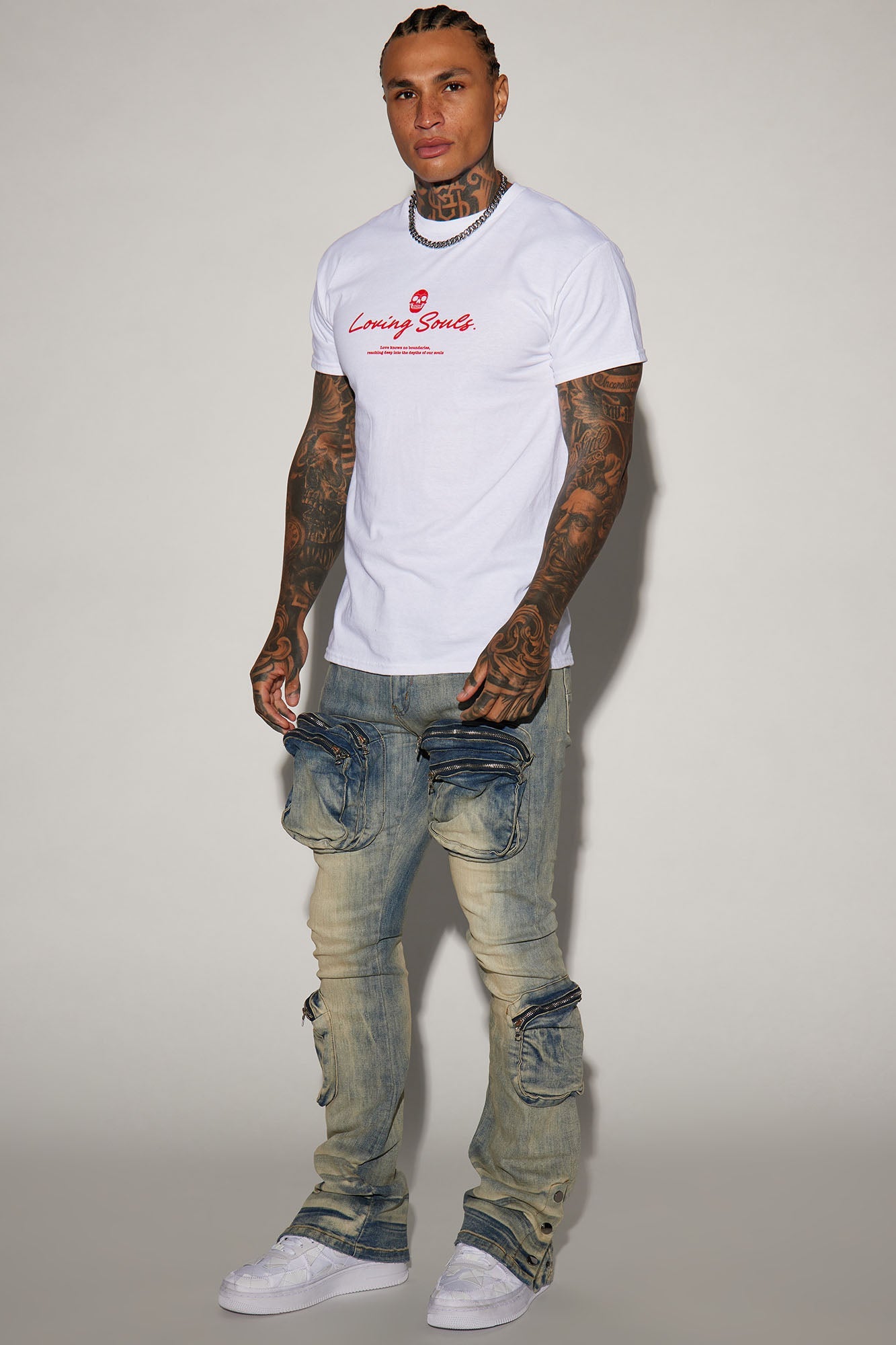 Round Up Stacked Skinny Flare Jeans - Light Wash