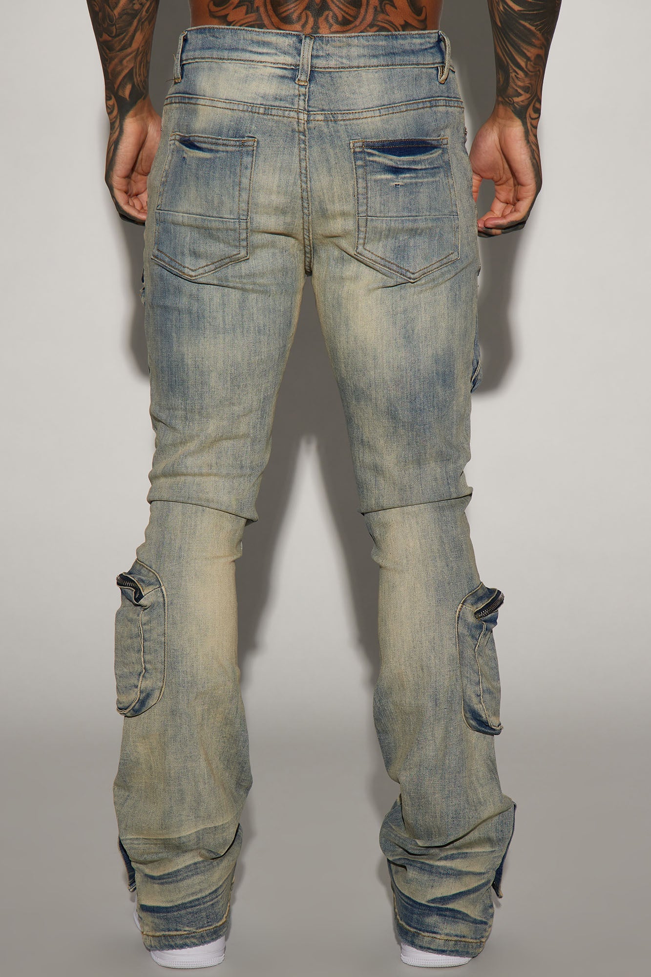 Round Up Stacked Skinny Flare Jeans - Light Wash