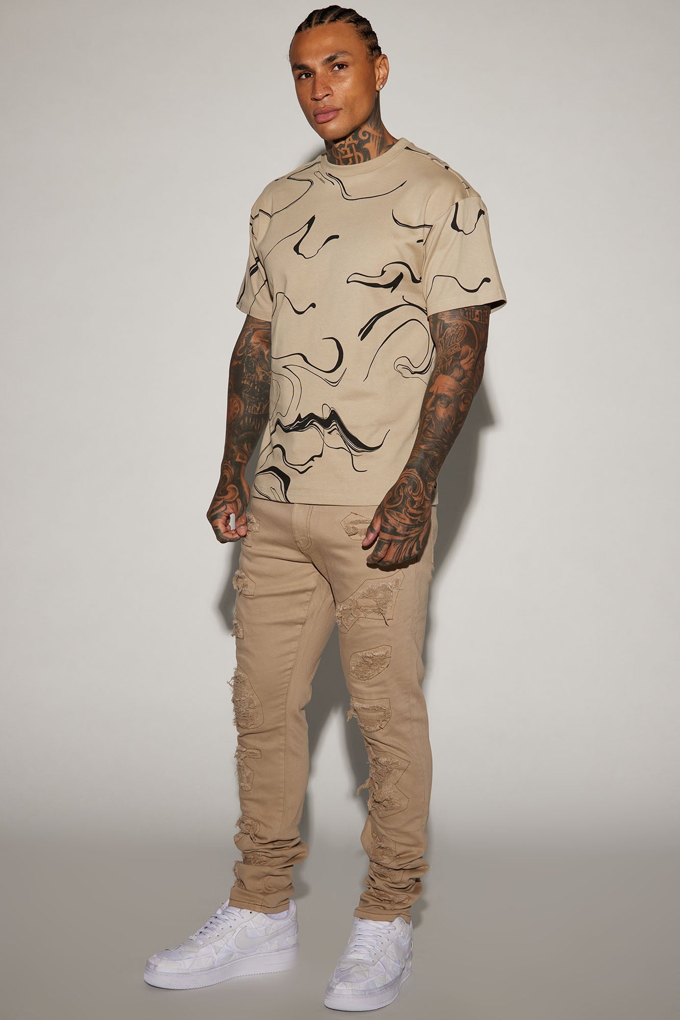 High Key Stacked Skinny Jeans - Taupe