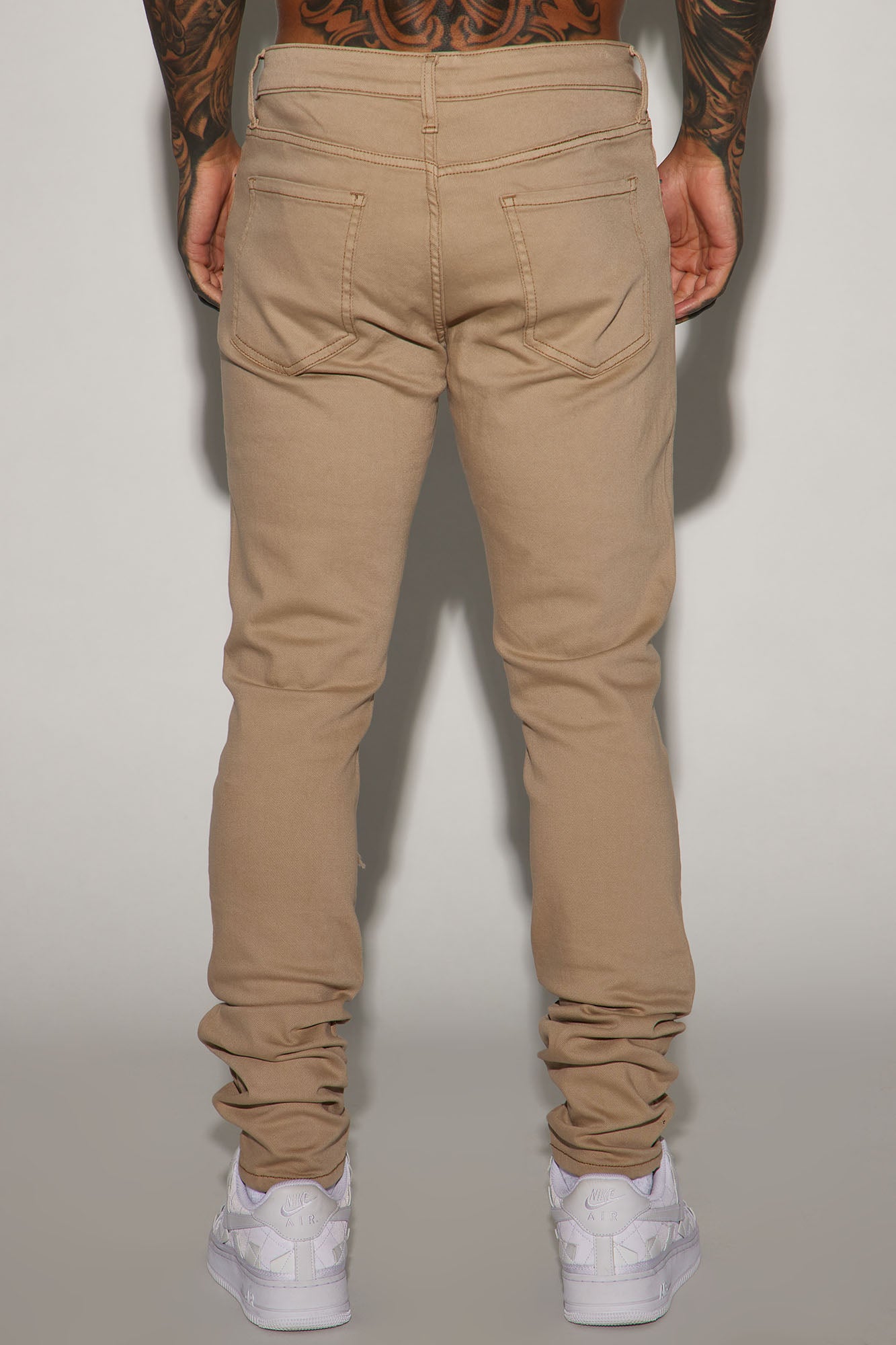 High Key Stacked Skinny Jeans - Taupe