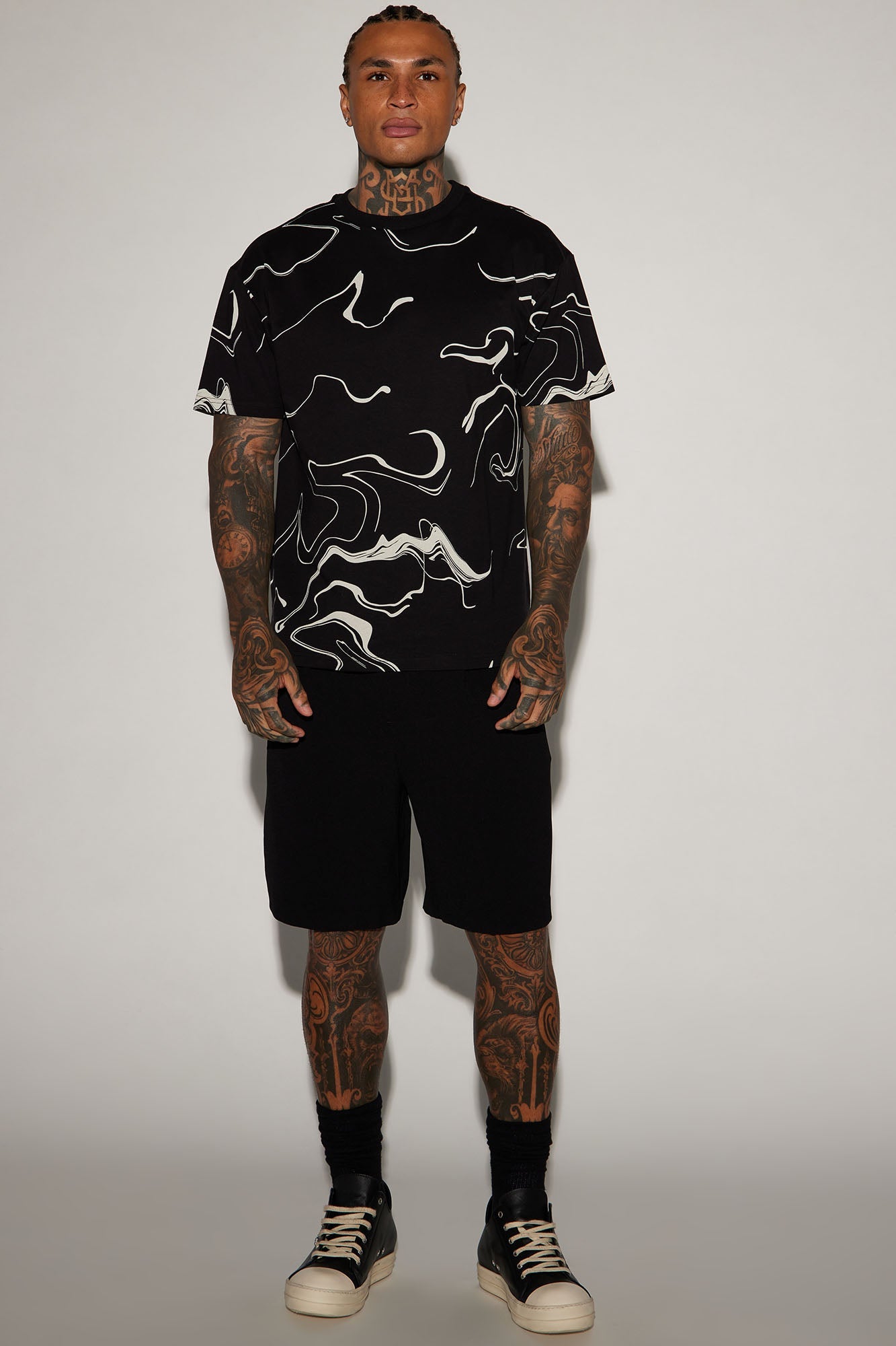 All In Marble Short Sleeve Tee - Black/combo