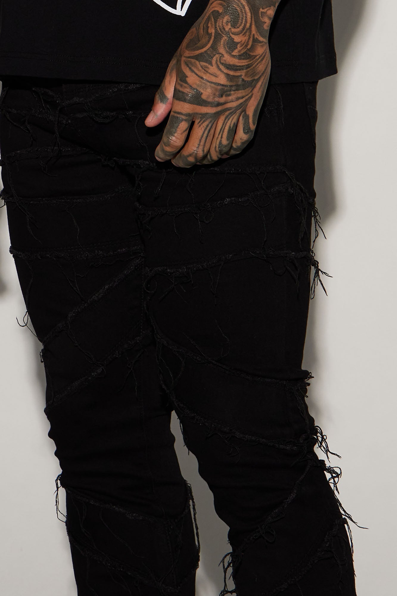 In All Ways Fray Stacked Skinny Flare Jeans - Black