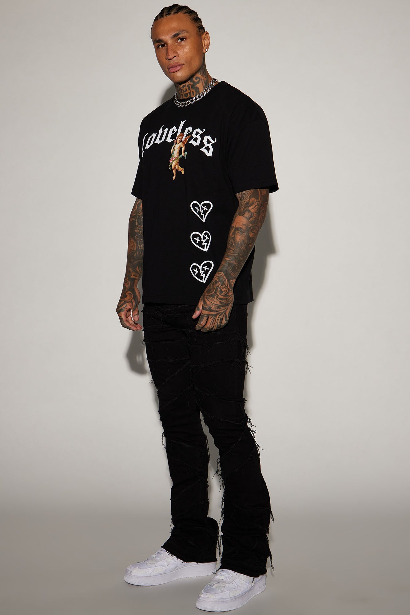 In All Ways Fray Stacked Skinny Flare Jeans - Black