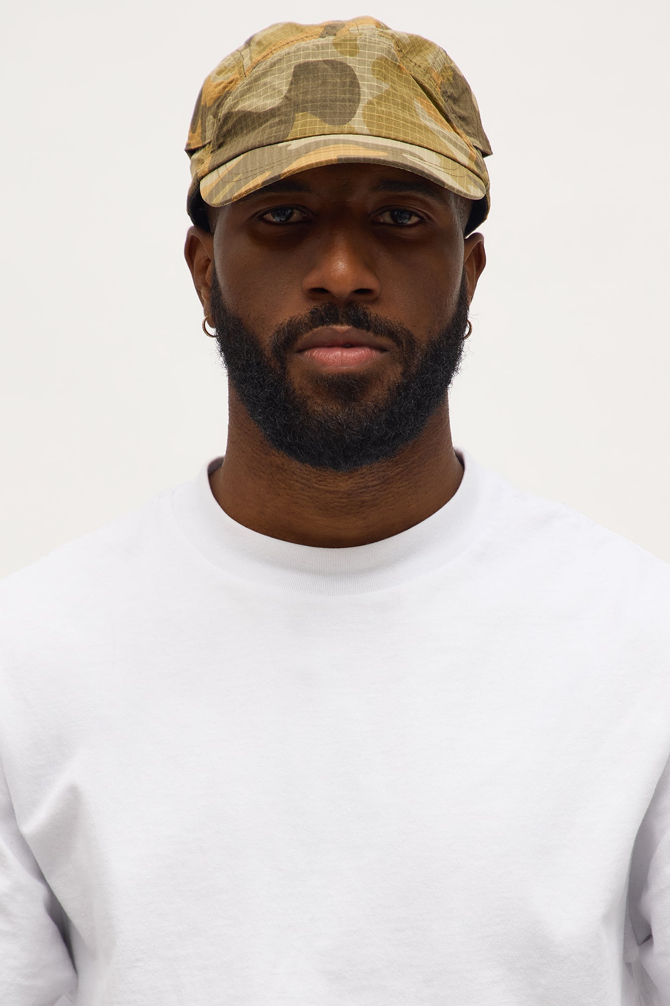 Short Brim Ripstop 5 Panel Strapback Hat - Camouflage