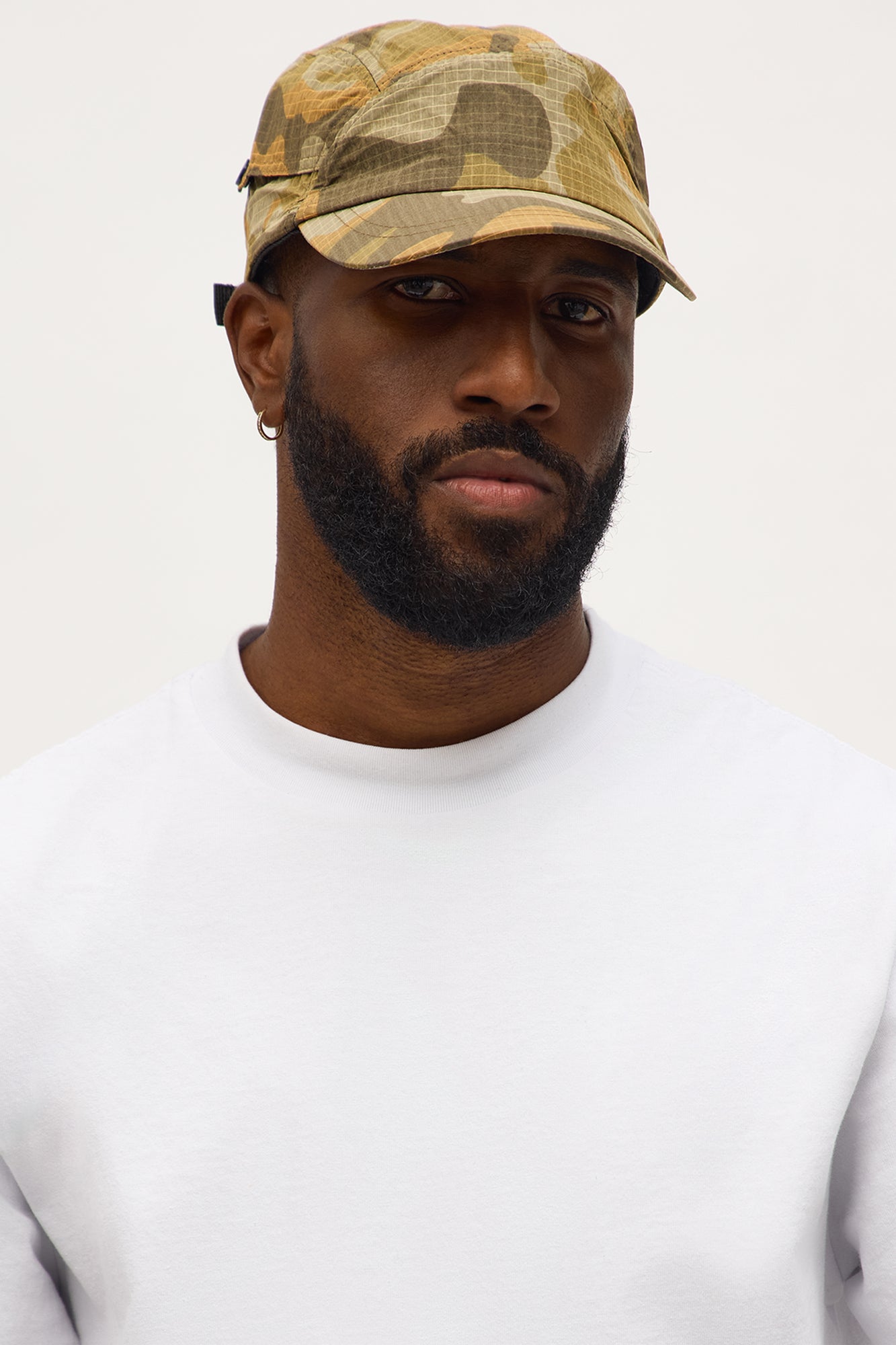 Short Brim Ripstop 5 Panel Strapback Hat - Camouflage