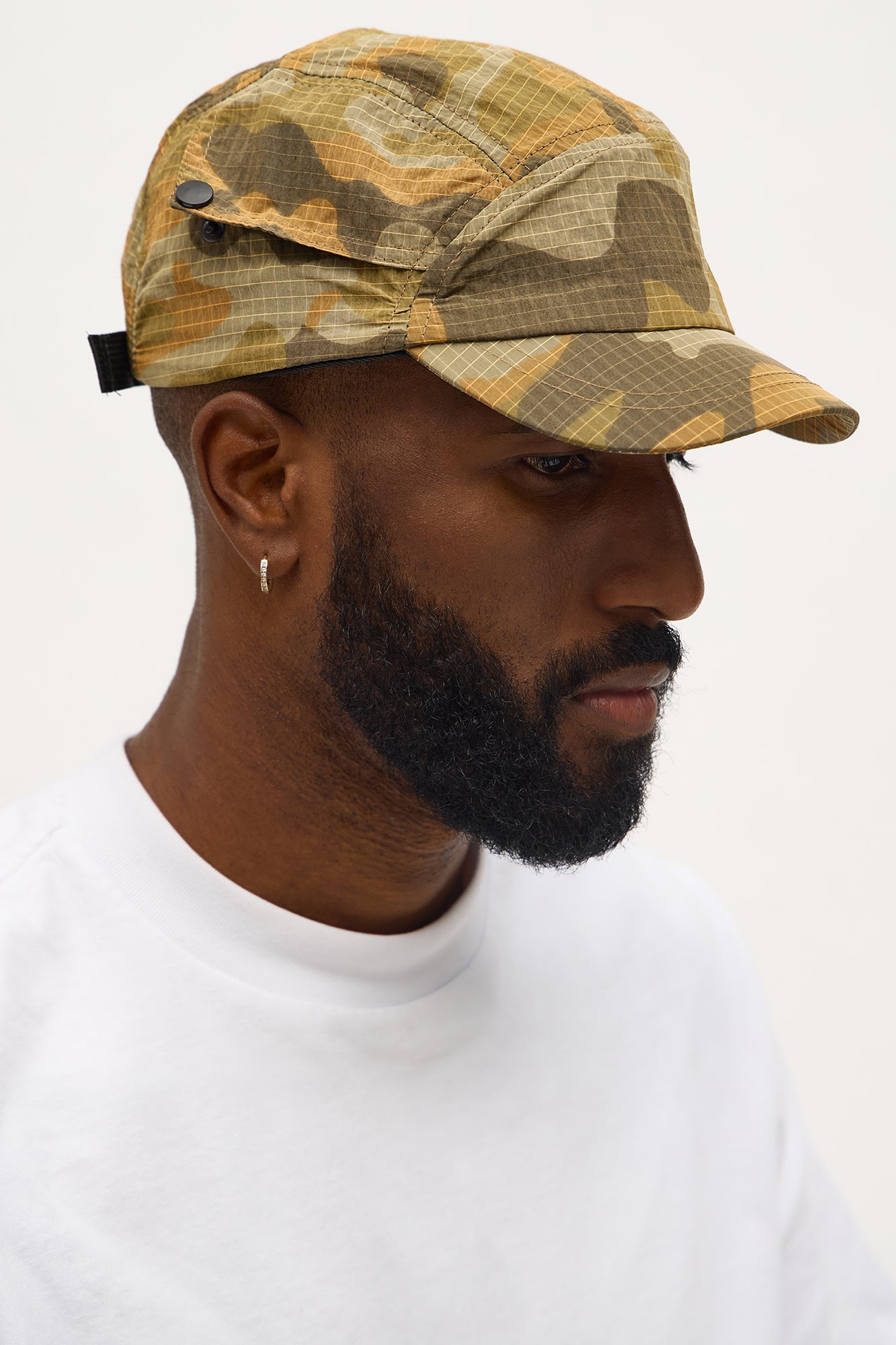 Short Brim Ripstop 5 Panel Strapback Hat - Camouflage