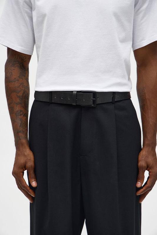 Embossed Star Buckle Belt - Black