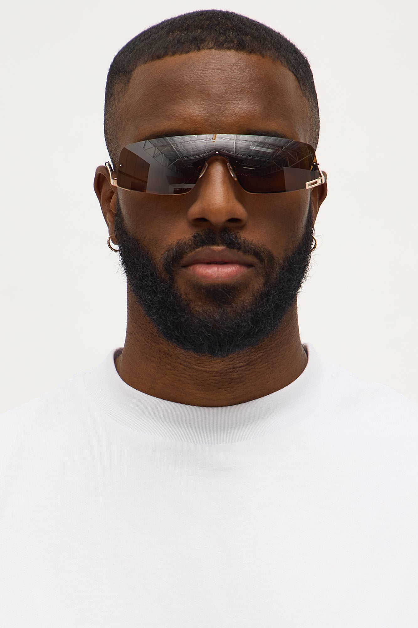 Next Up Shield Metal Frame Sunglasses - Gold/Brown