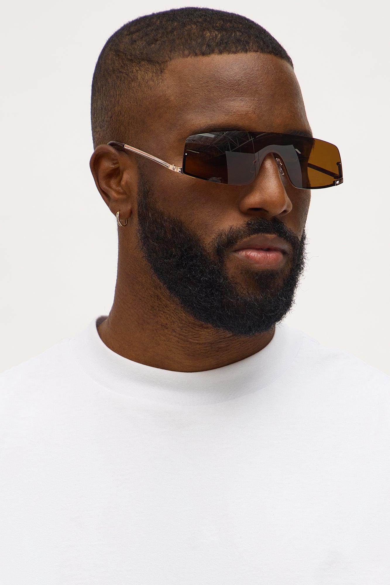 Next Up Shield Metal Frame Sunglasses - Gold/Brown
