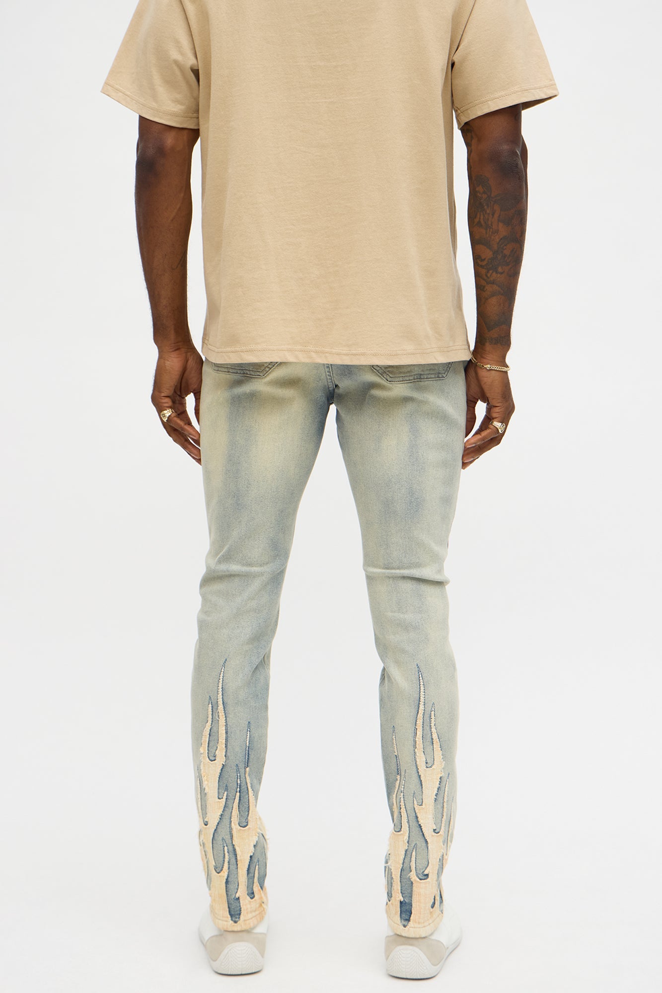 Skinny Street Flames Distressed Jean - Vintage Wash