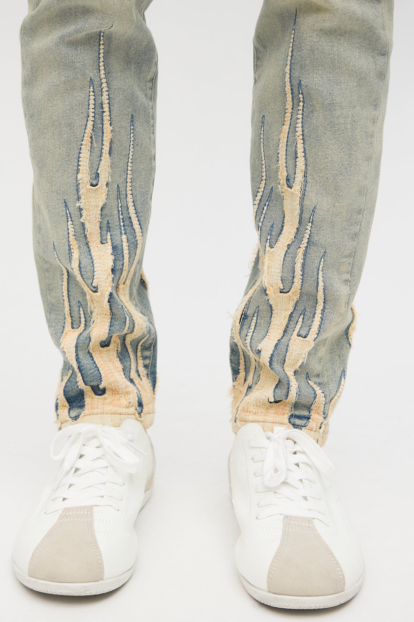 Skinny Street Flames Distressed Jean - Vintage Wash