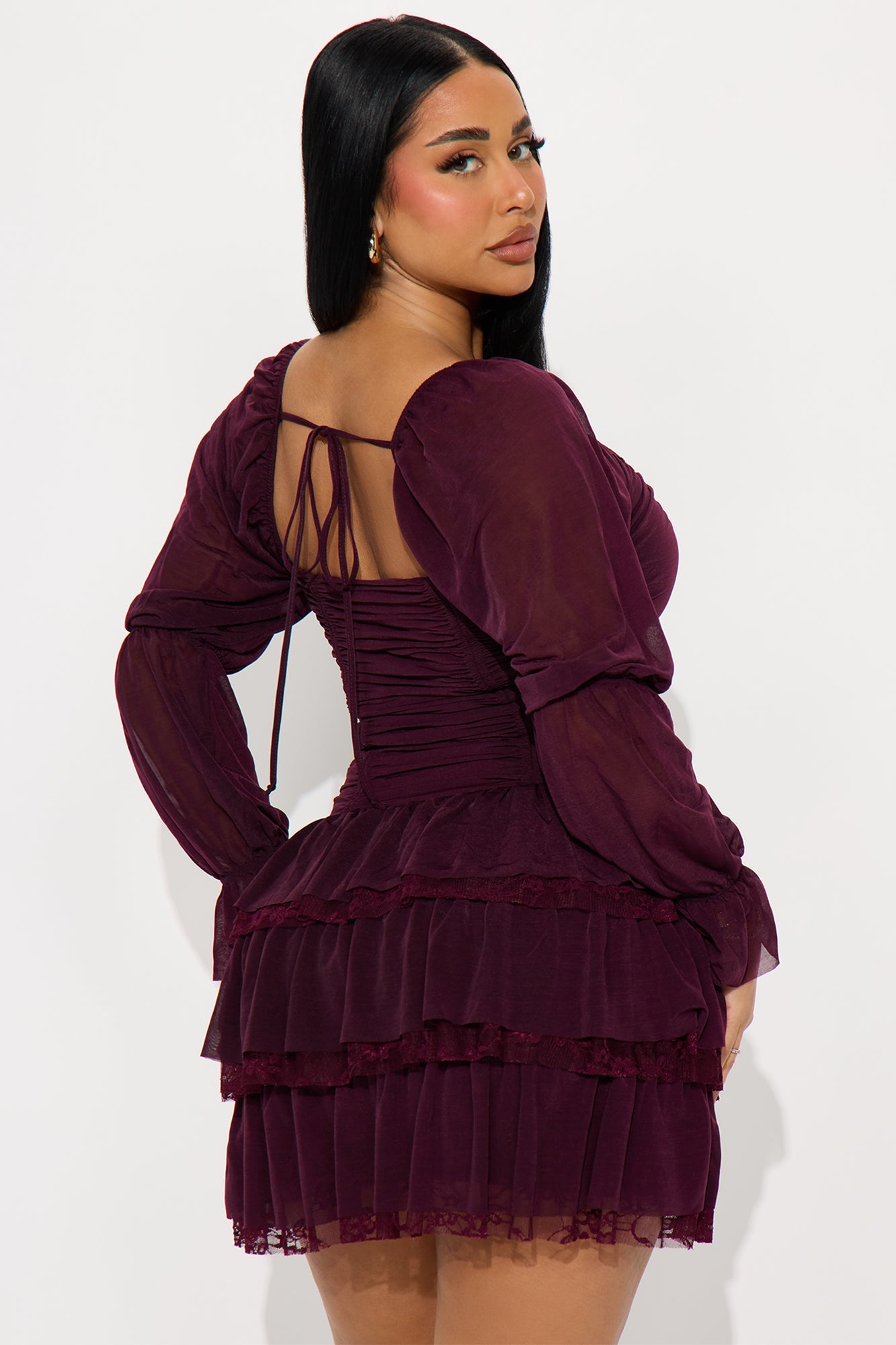 Romantic Gesture Mesh Mini Dress - Plum