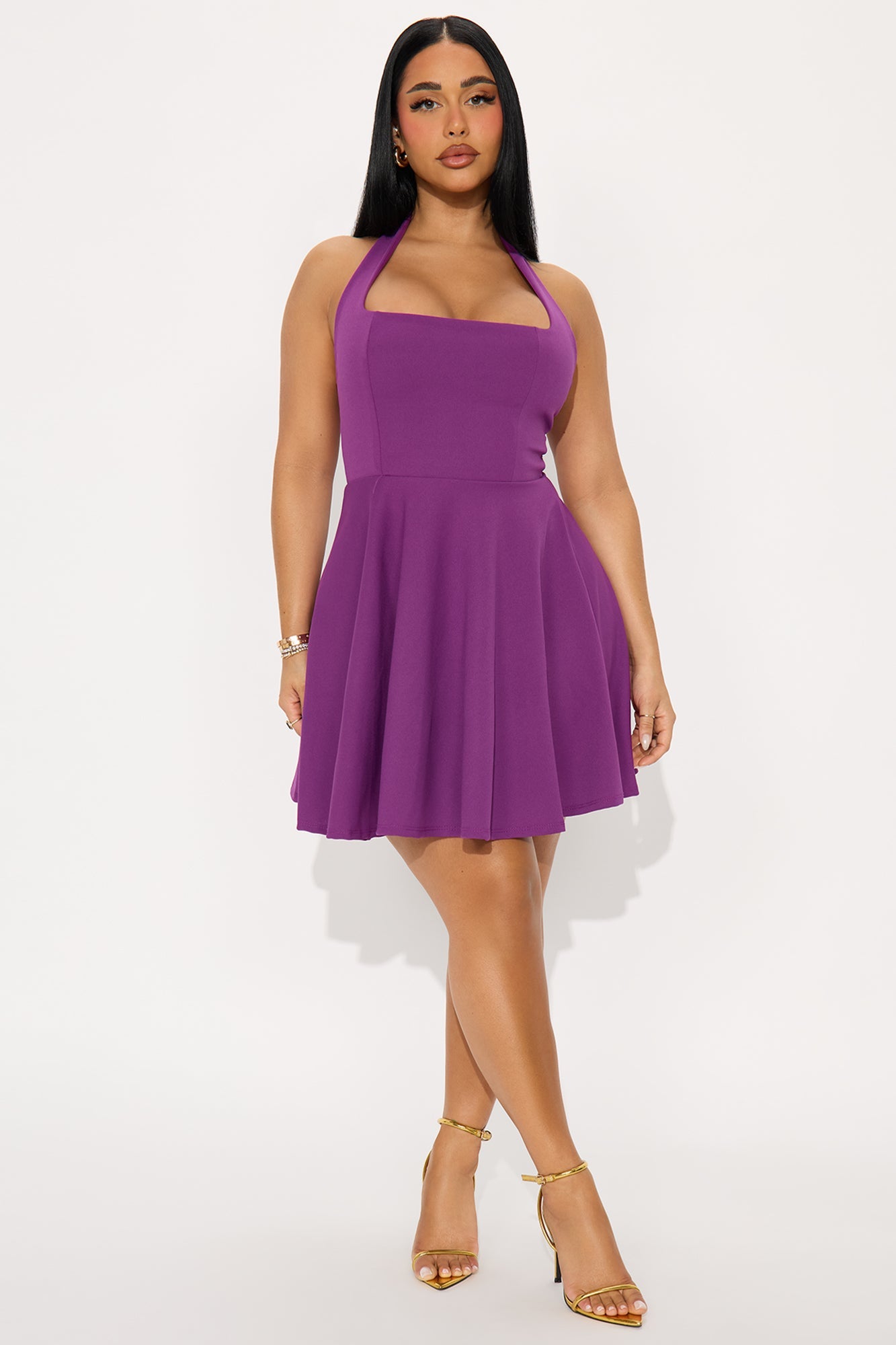 Alena Halter Mini Dress - Plum