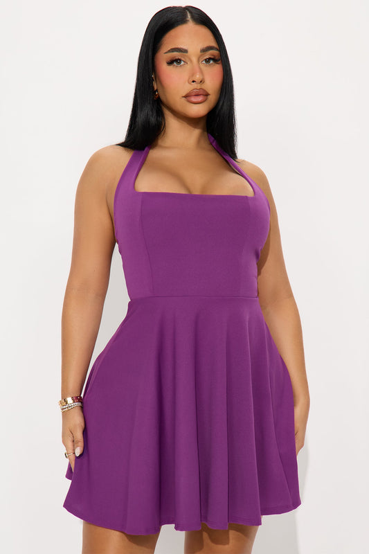 Alena Halter Mini Dress - Plum