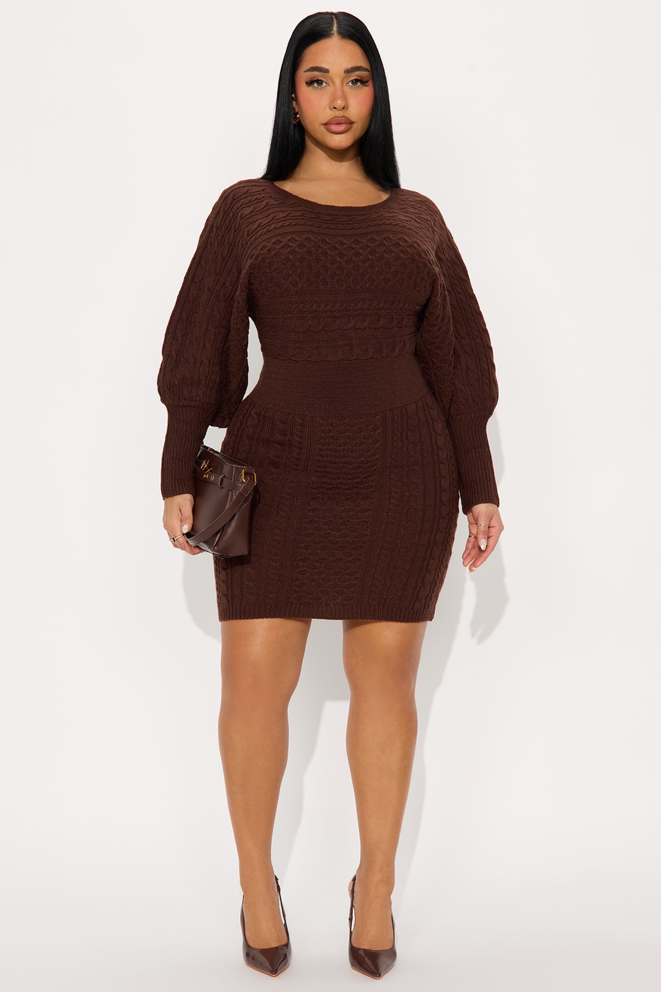 Santana Long Sleeve Sweater Midi Dress - Chocolate