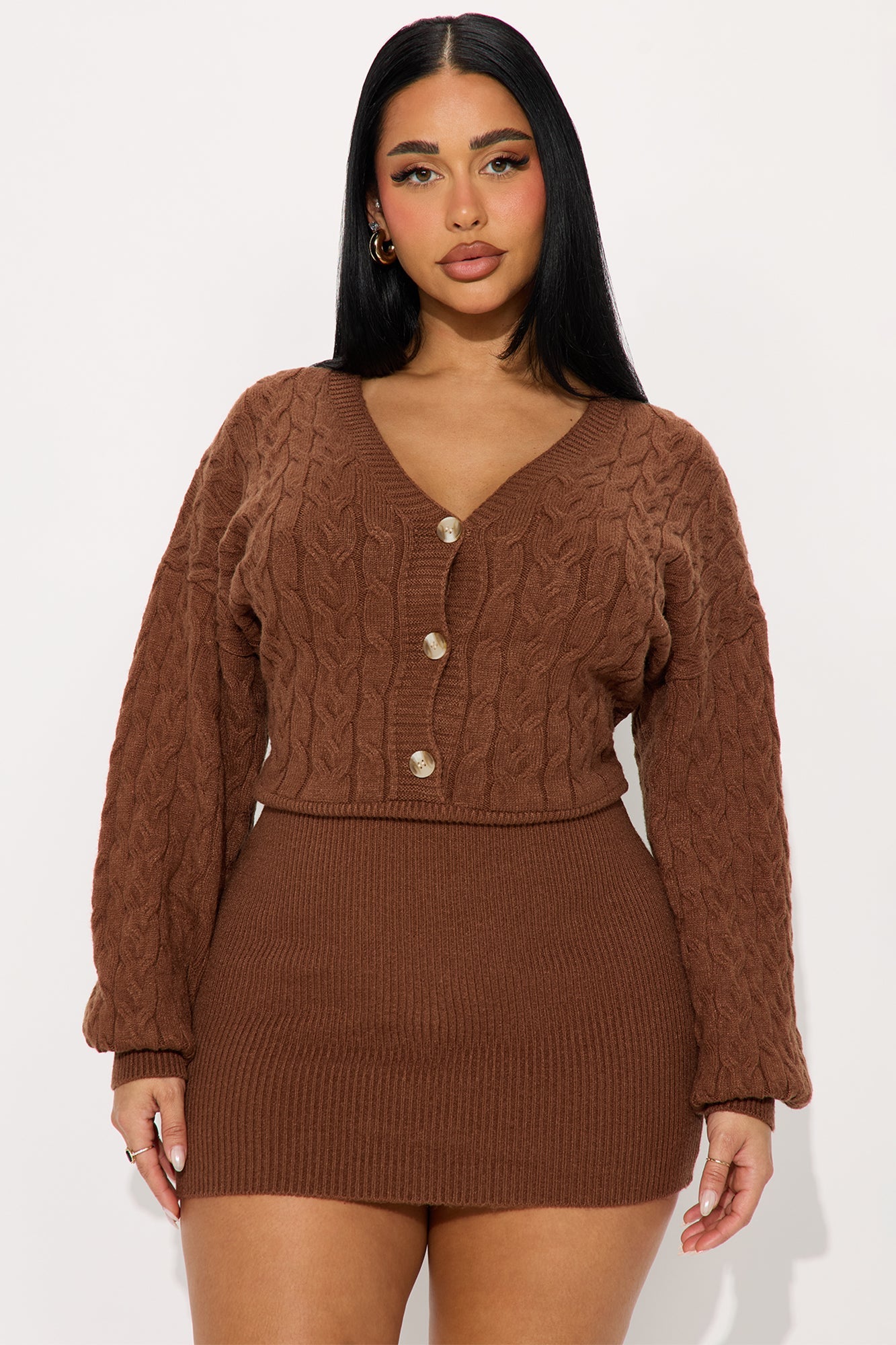 Michelle Sweater Mini Dress - Chocolate