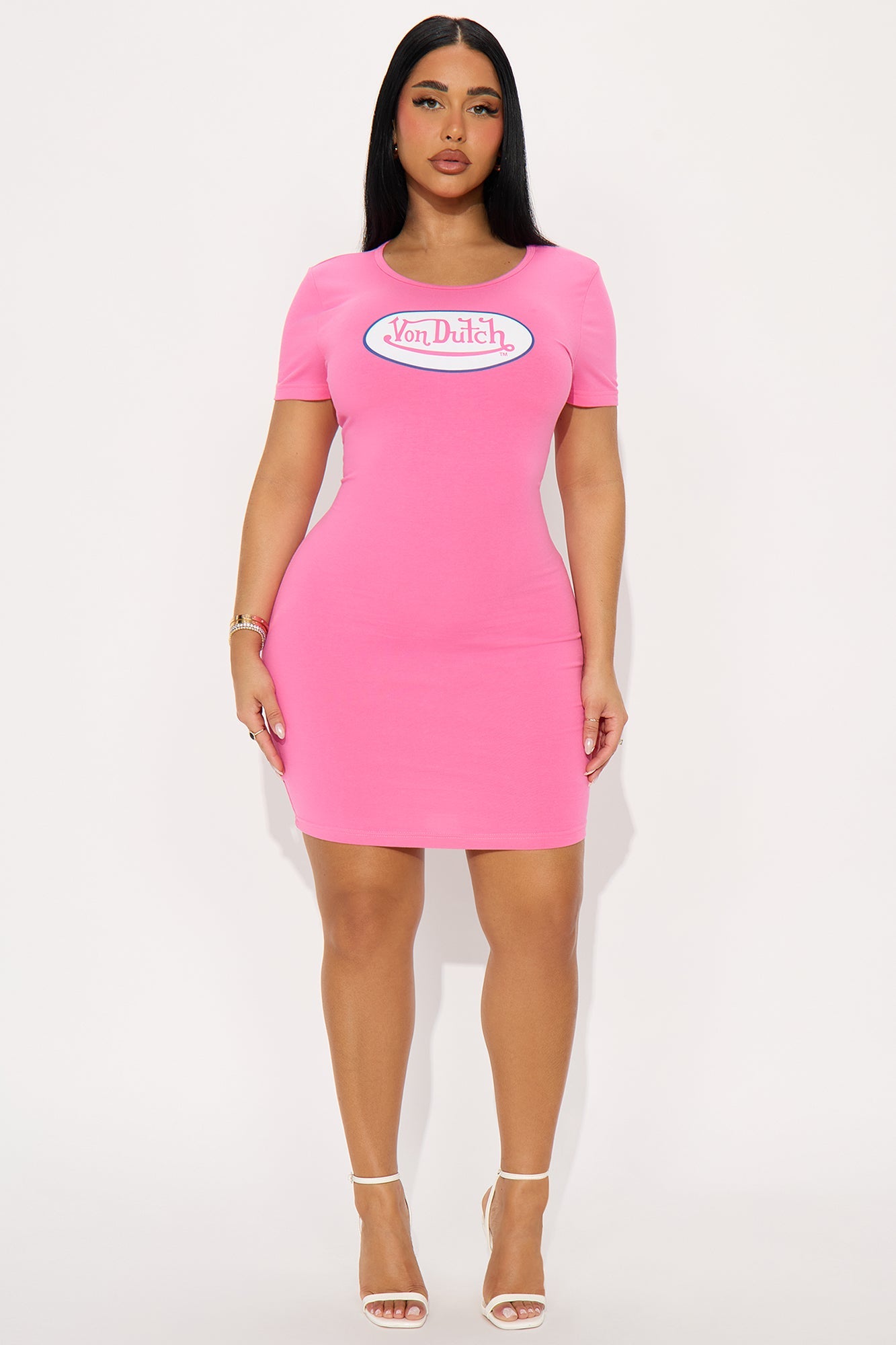 Von Dutch Logo T Shirt Mini Dress - Hot Pink