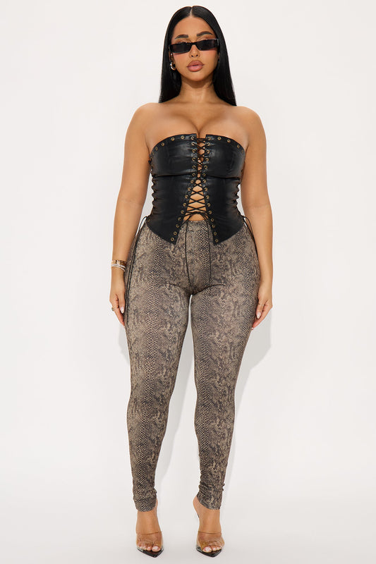 Medusa Snake Print high Rise Legging - Brown/combo