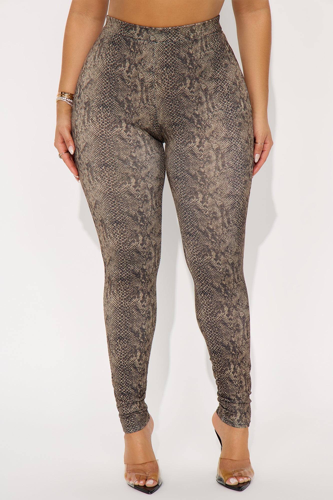 Medusa Snake Print high Rise Legging - Brown/combo