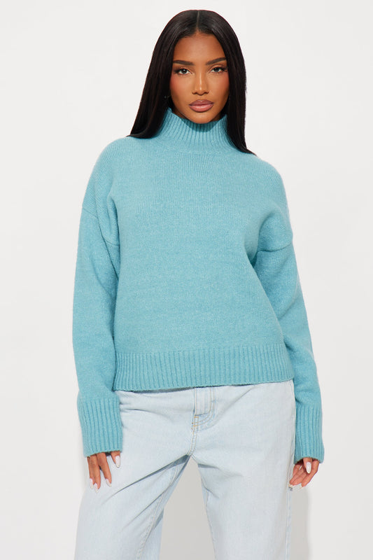 Jesse Mock Neck Sweater - SkyBlue