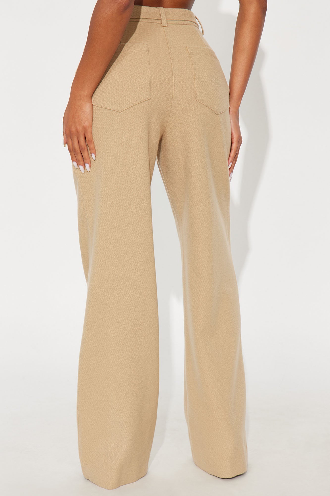 News Briefing Boucle Belted Wide Leg Pant 32″ - Taupe