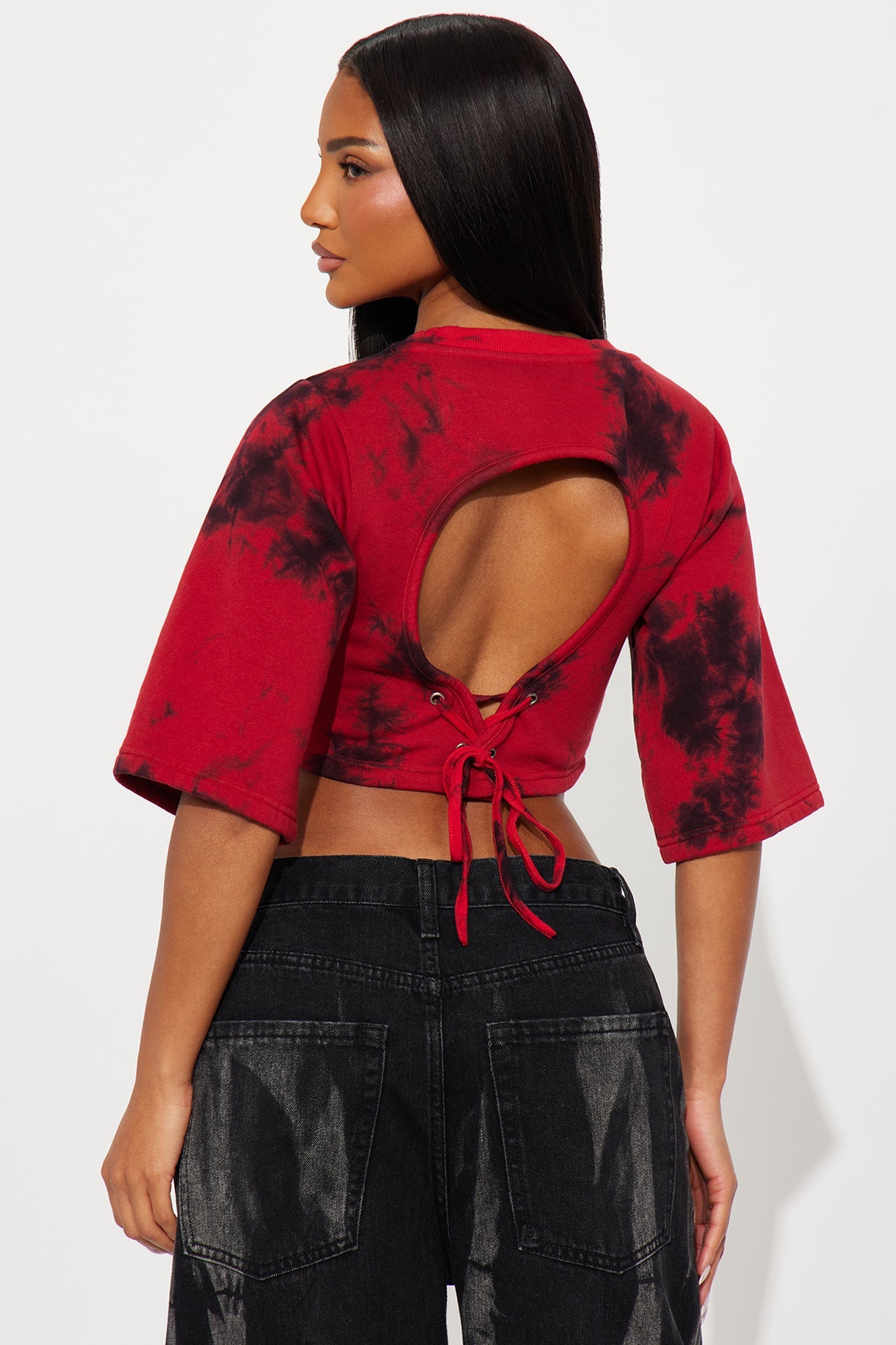 Von Dutch Spicy Tie Back Cropped Top - Red