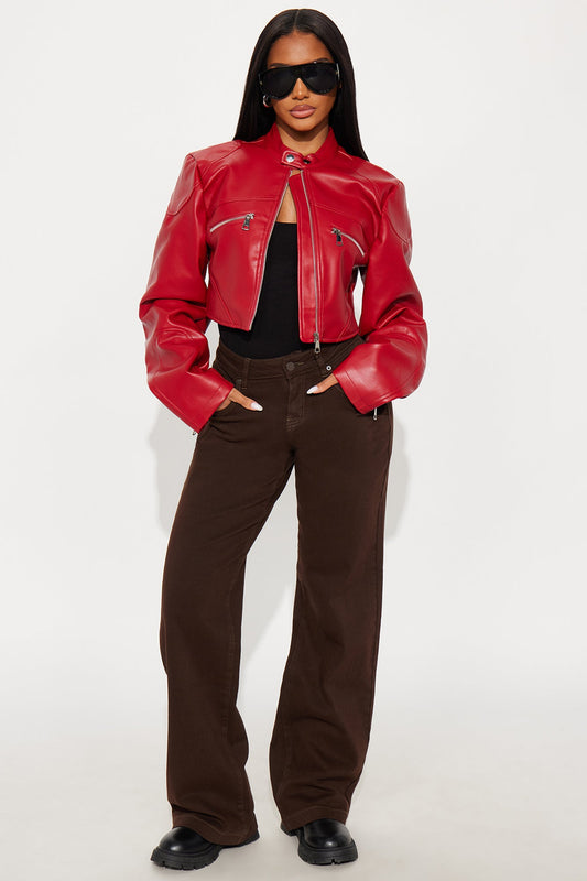 Classic Stretch Straight Leg Jeans - Brown