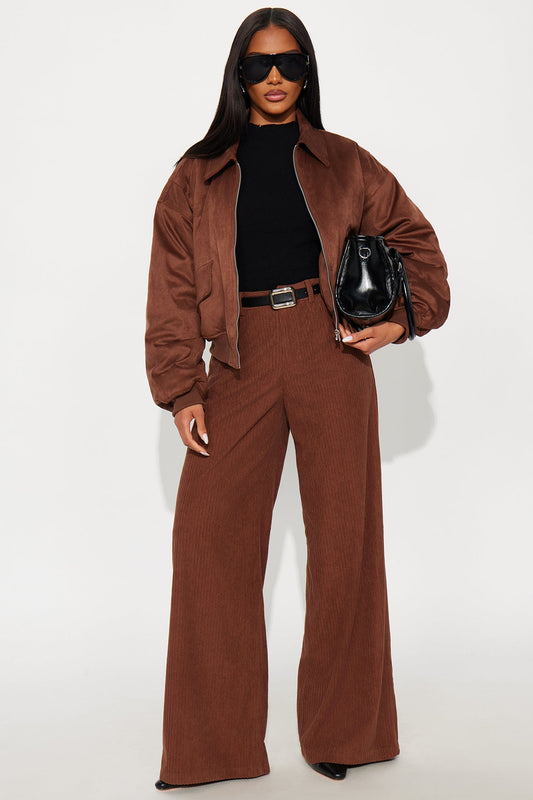 Golden Hour Groove Wide Leg Corduroy Pant 33 - Brown