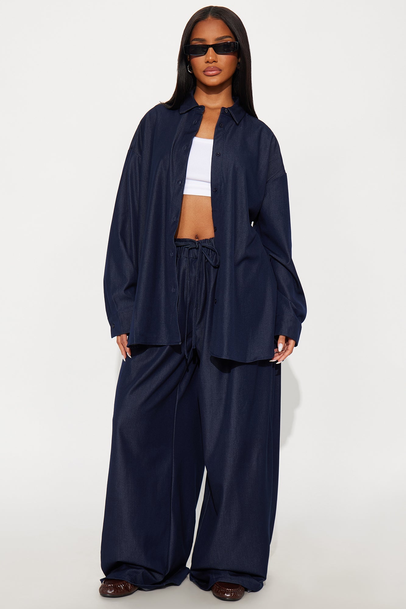 Belinda Wide Leg Pant Set - Black