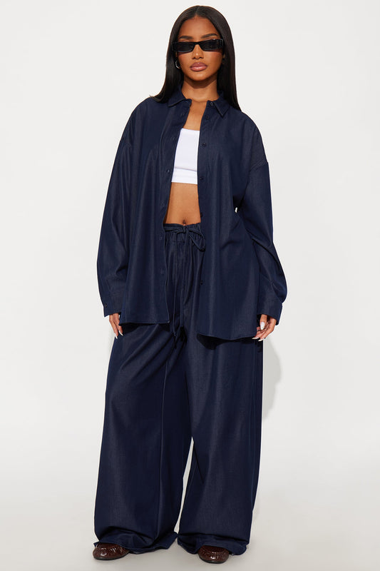 Belinda Wide Leg Pant Set - Black