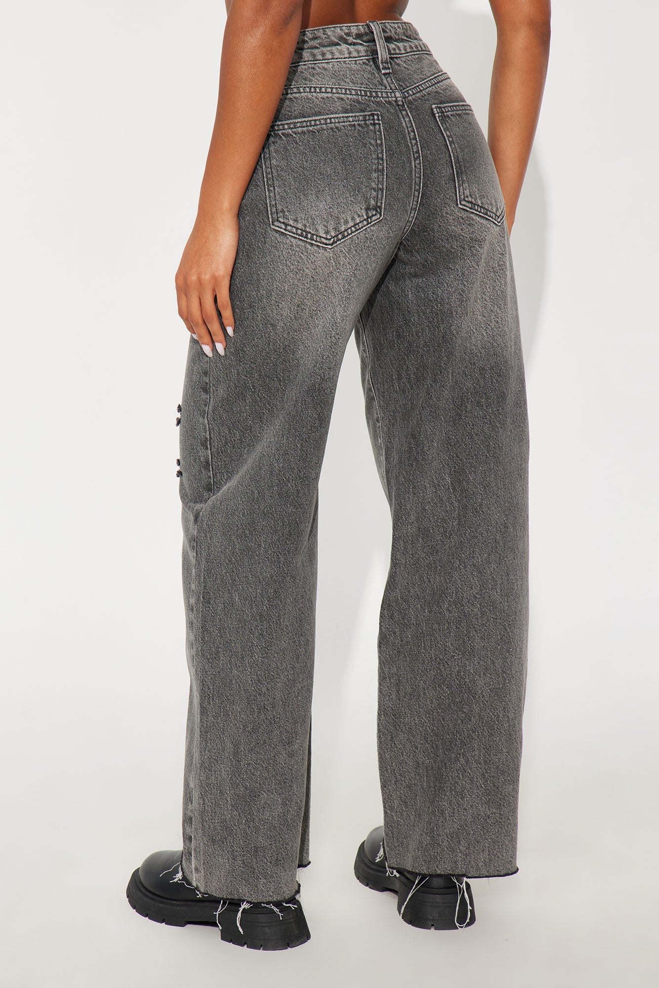 Charlotte Crossover Straight Leg Jeans - Grey