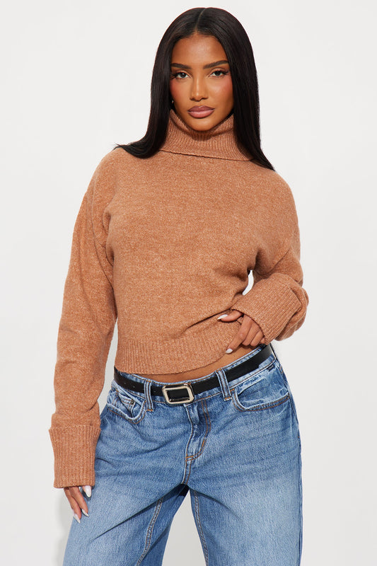 Healing Therapy Turtle Neck Sweater - Mocha