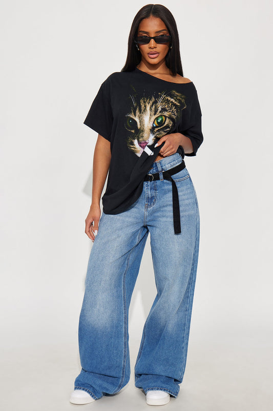 Silent Mode Belted Wide Leg Jeans - Medium Wash