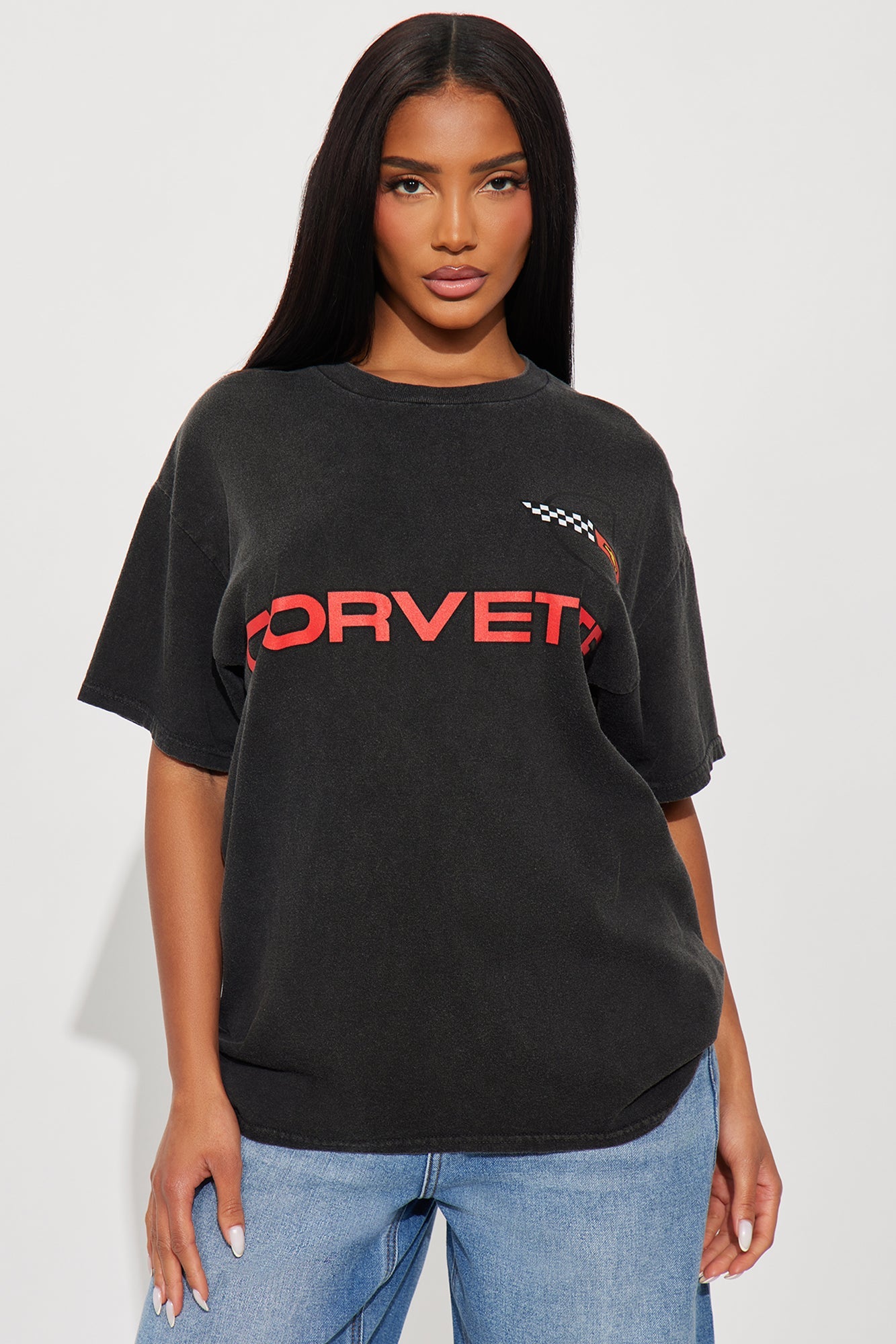 Corvette 96 Washed Front And Back Graphic Tee - Black Wash