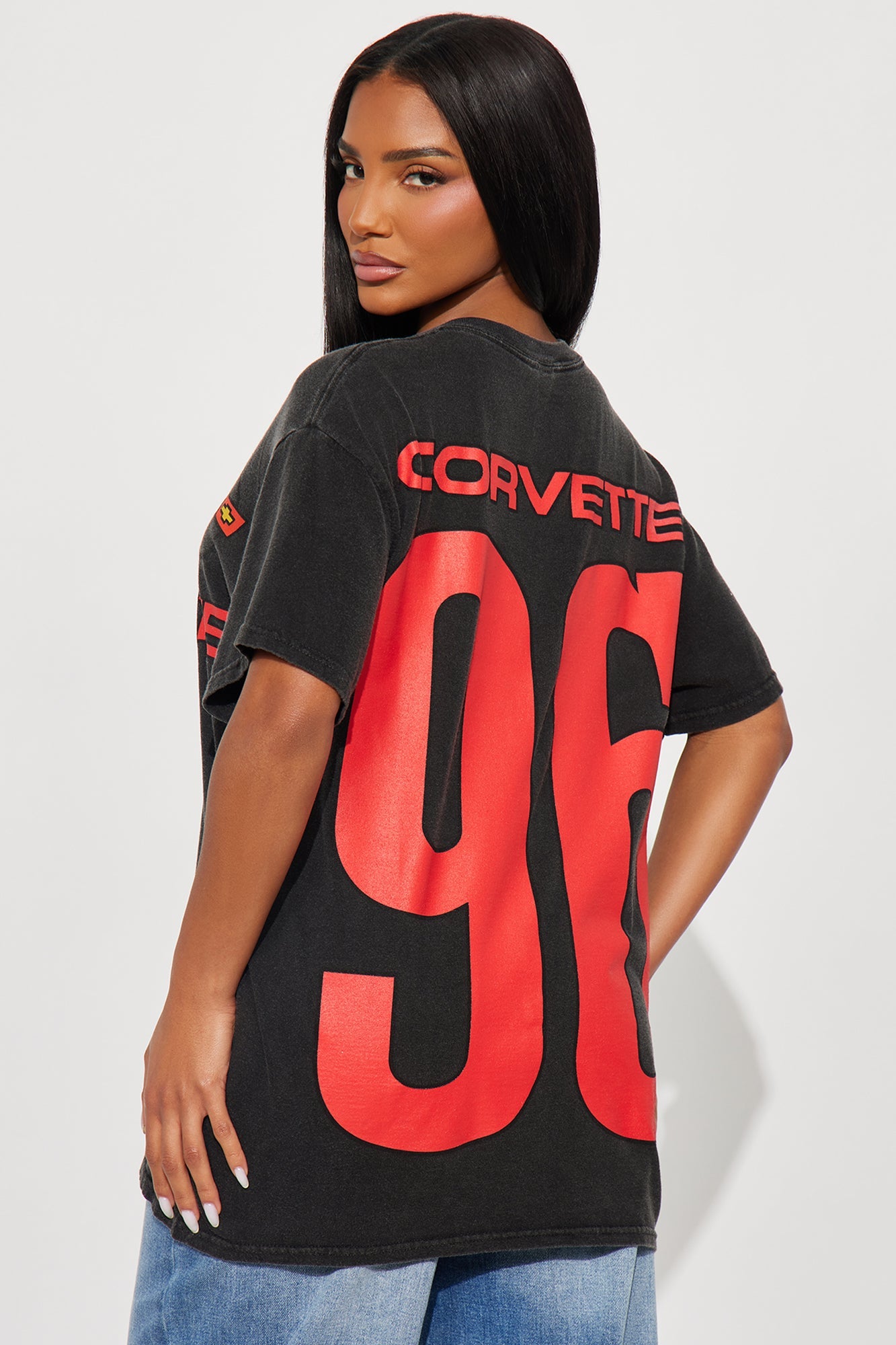 Corvette 96 Washed Front And Back Graphic Tee - Black Wash