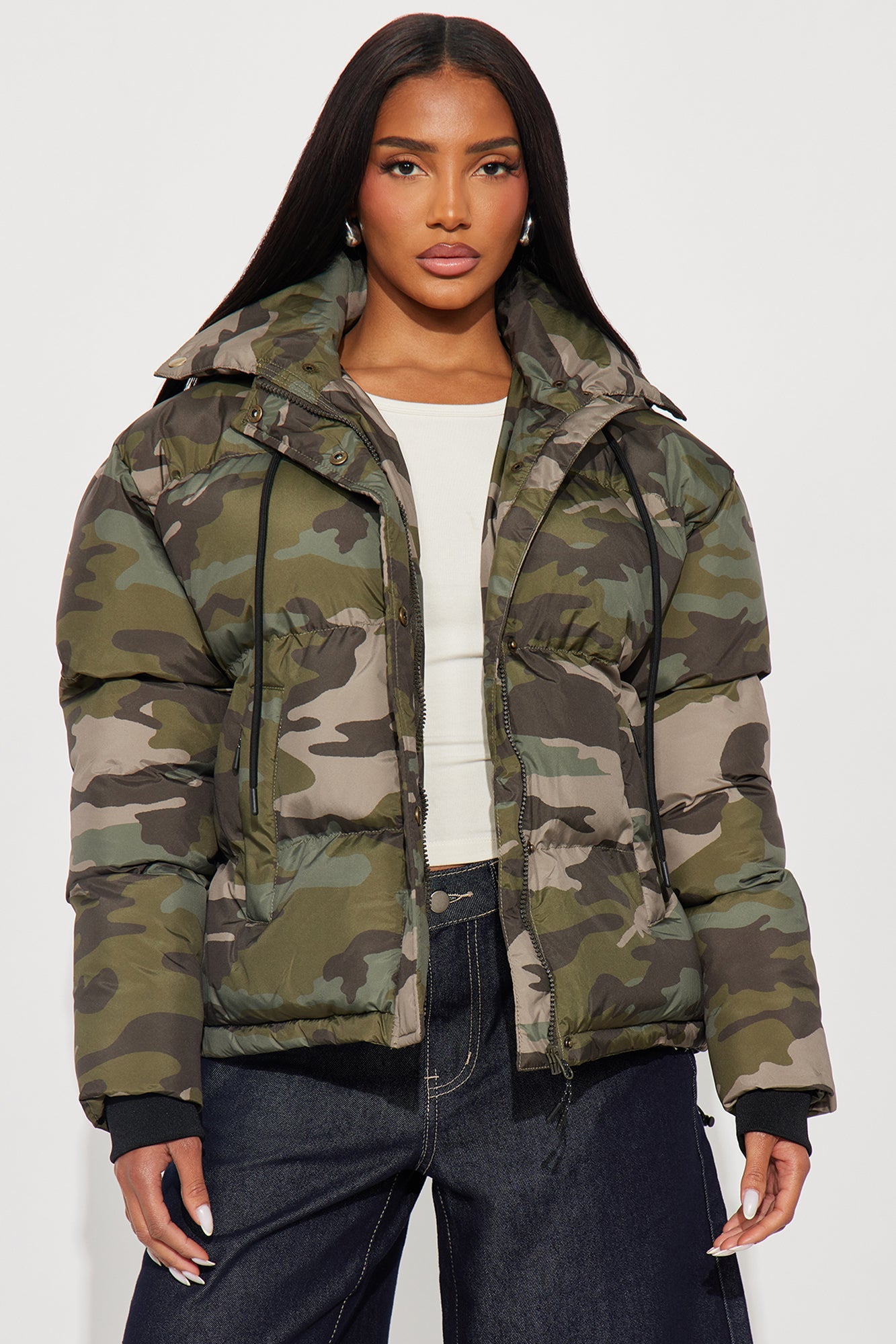 Ski Views Camouflage Puffer Jacket - Green/combo
