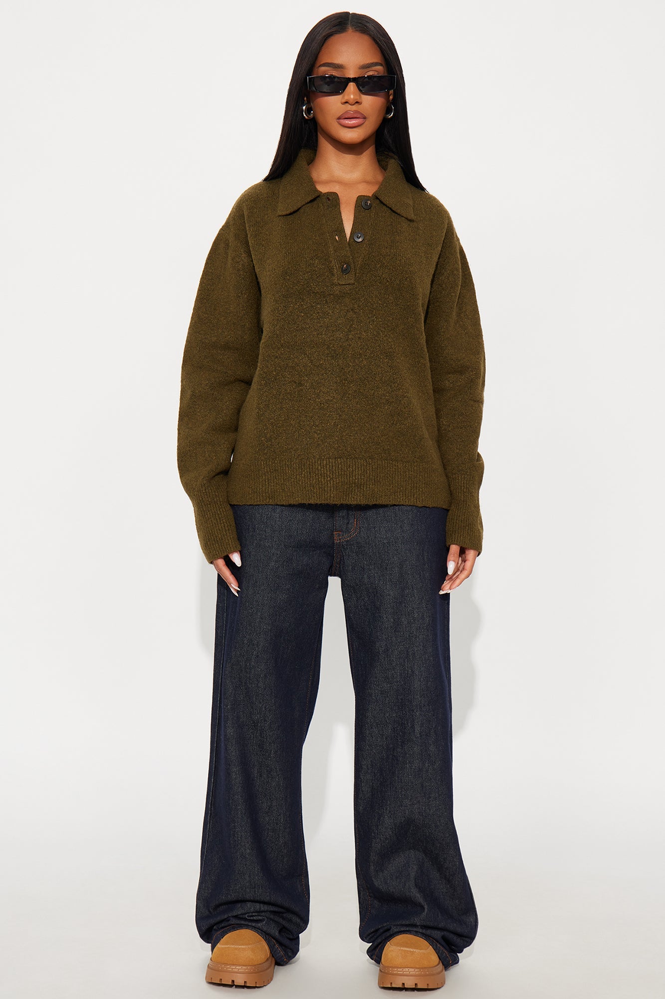 Dionne Polo Sweater - Olive