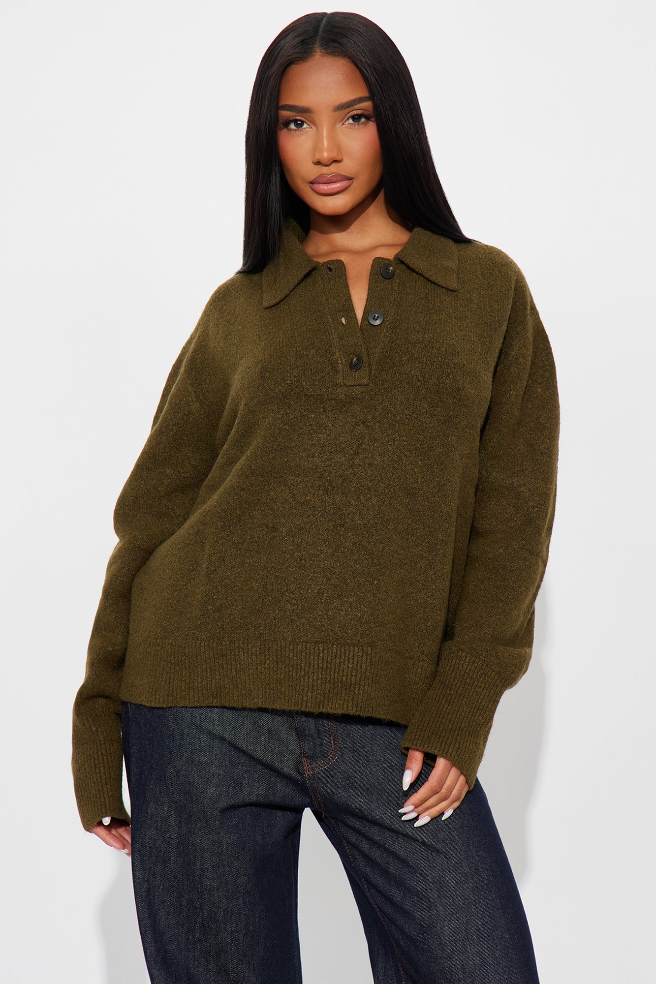 Dionne Polo Sweater - Olive