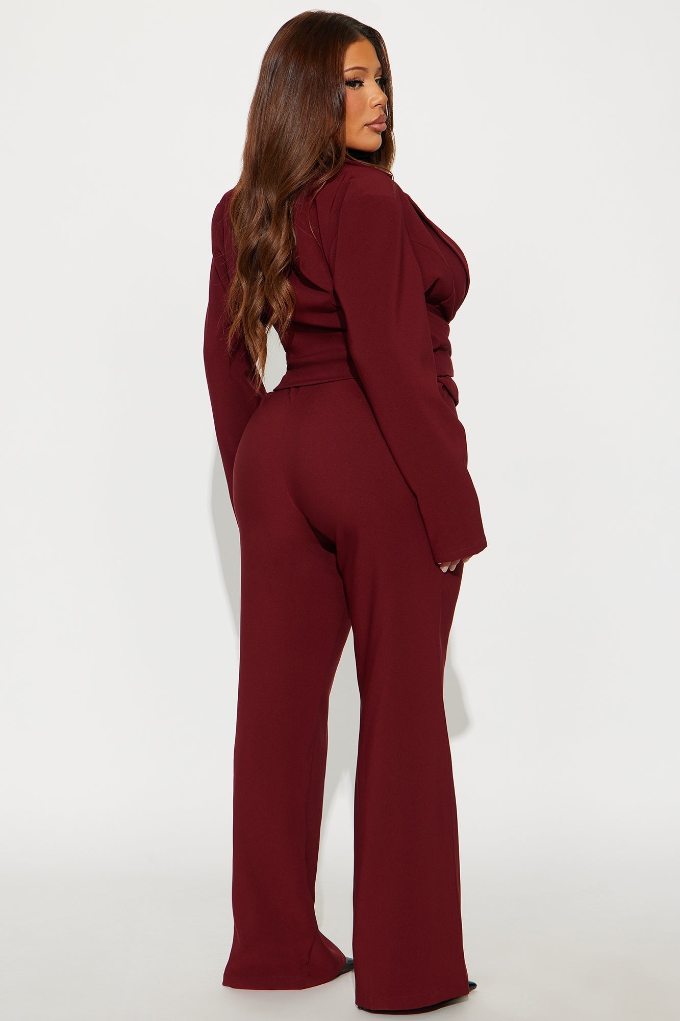 Claire Blazer Pant Set - Burgundy