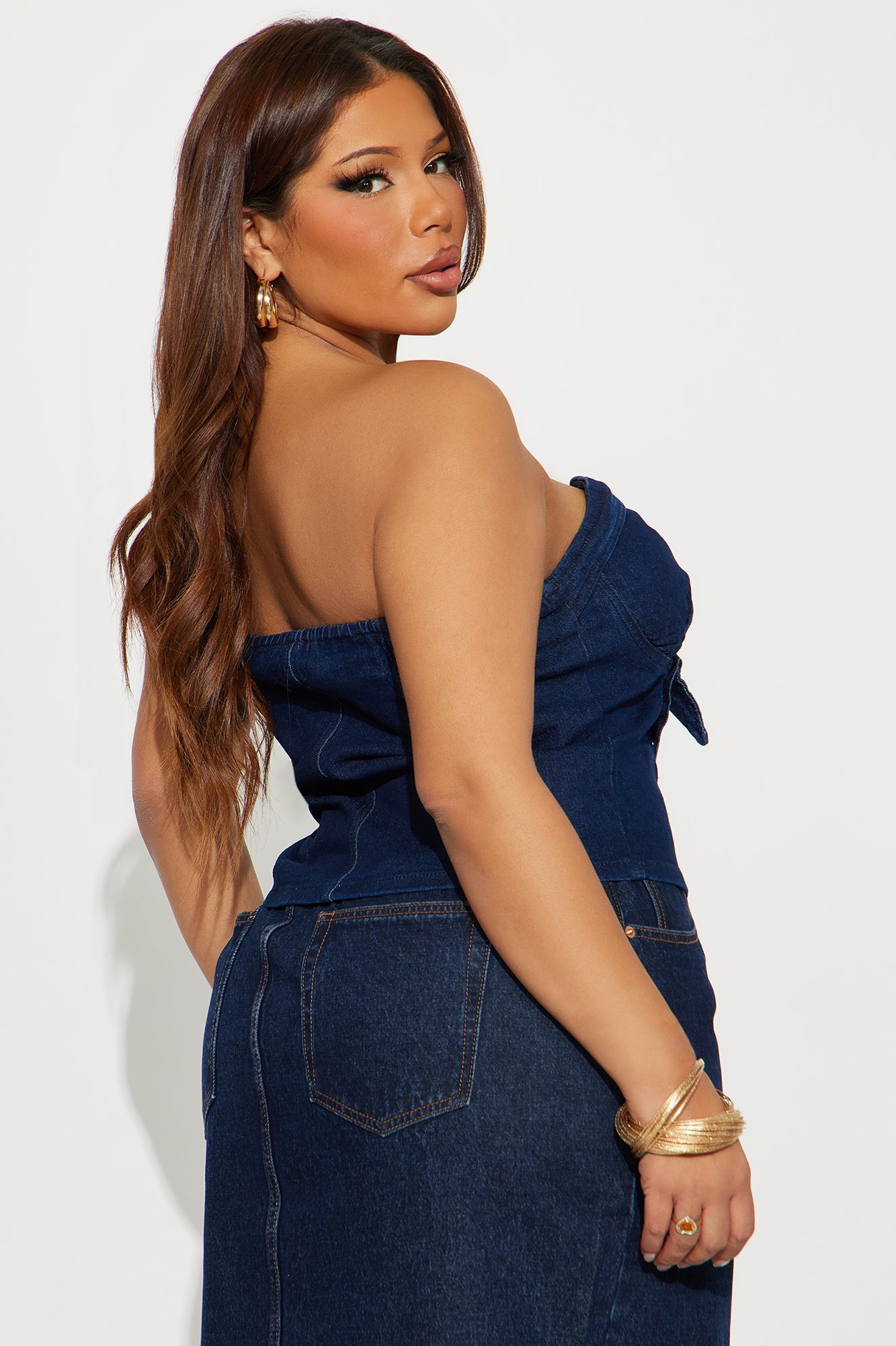 On The Edge Denim Top - Dark Wash