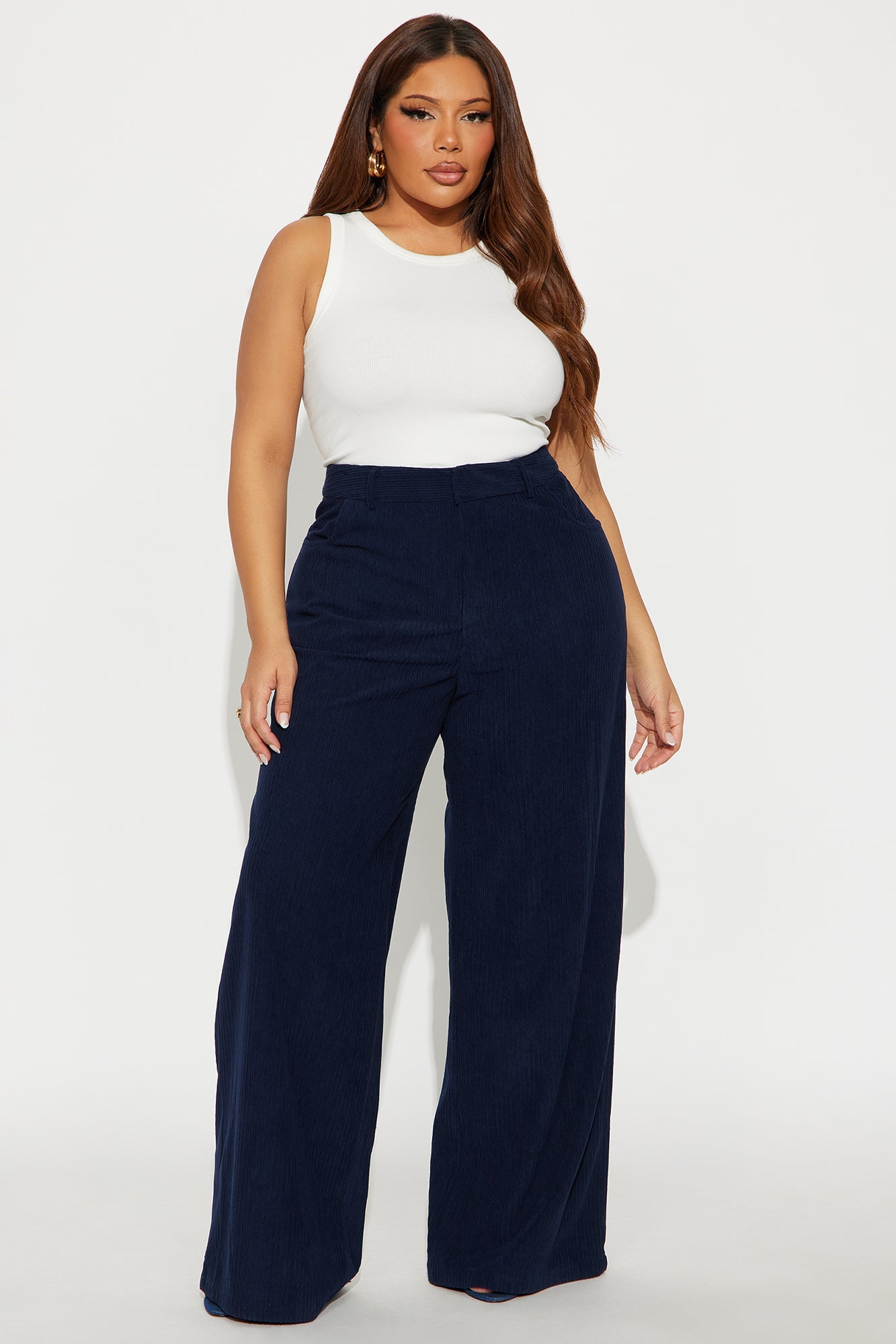 Golden Hour Groove Wide Leg Corduroy Pant 33 - Navy