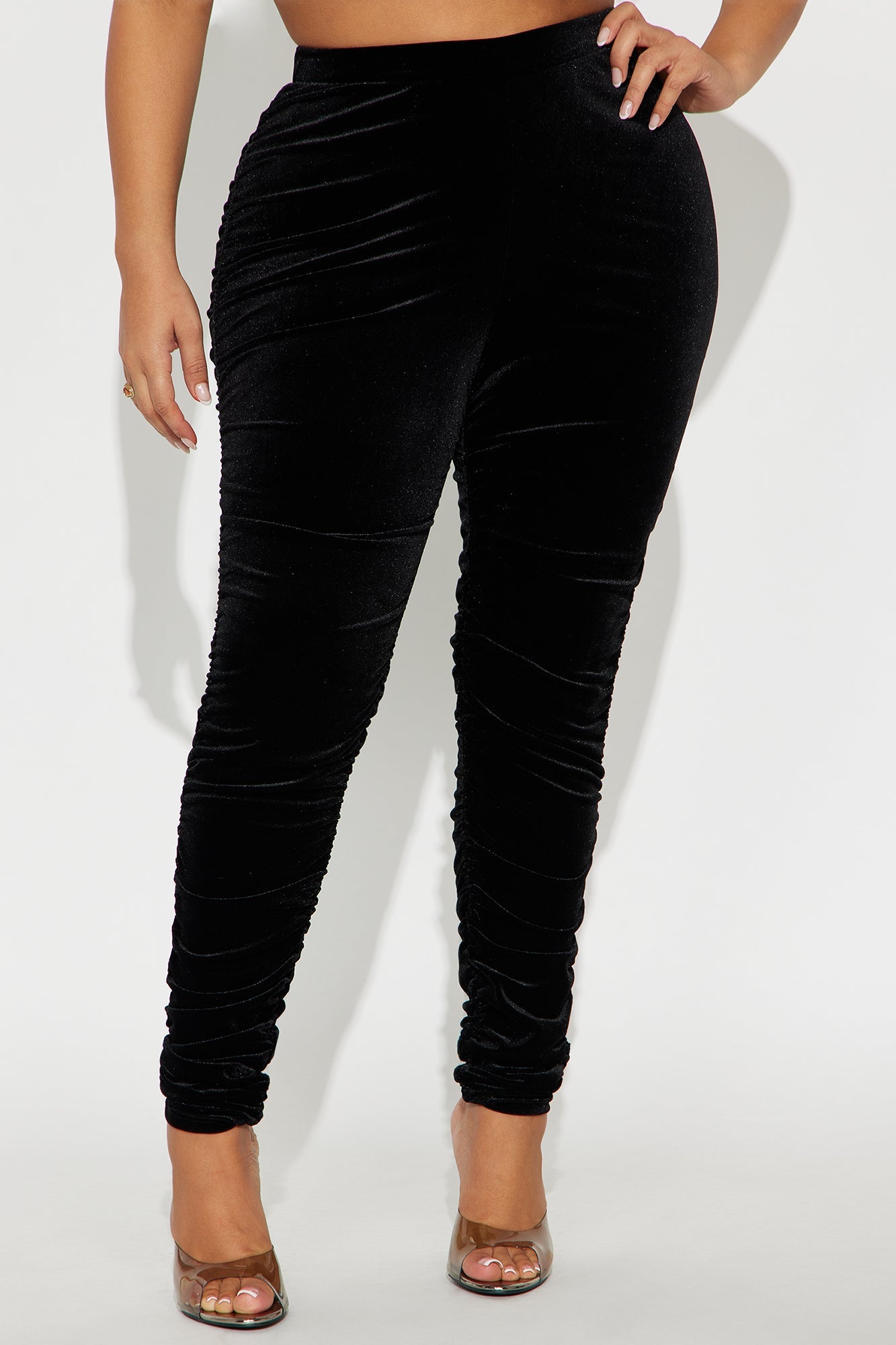 Analisa High Rise Velvet Leggings - Black