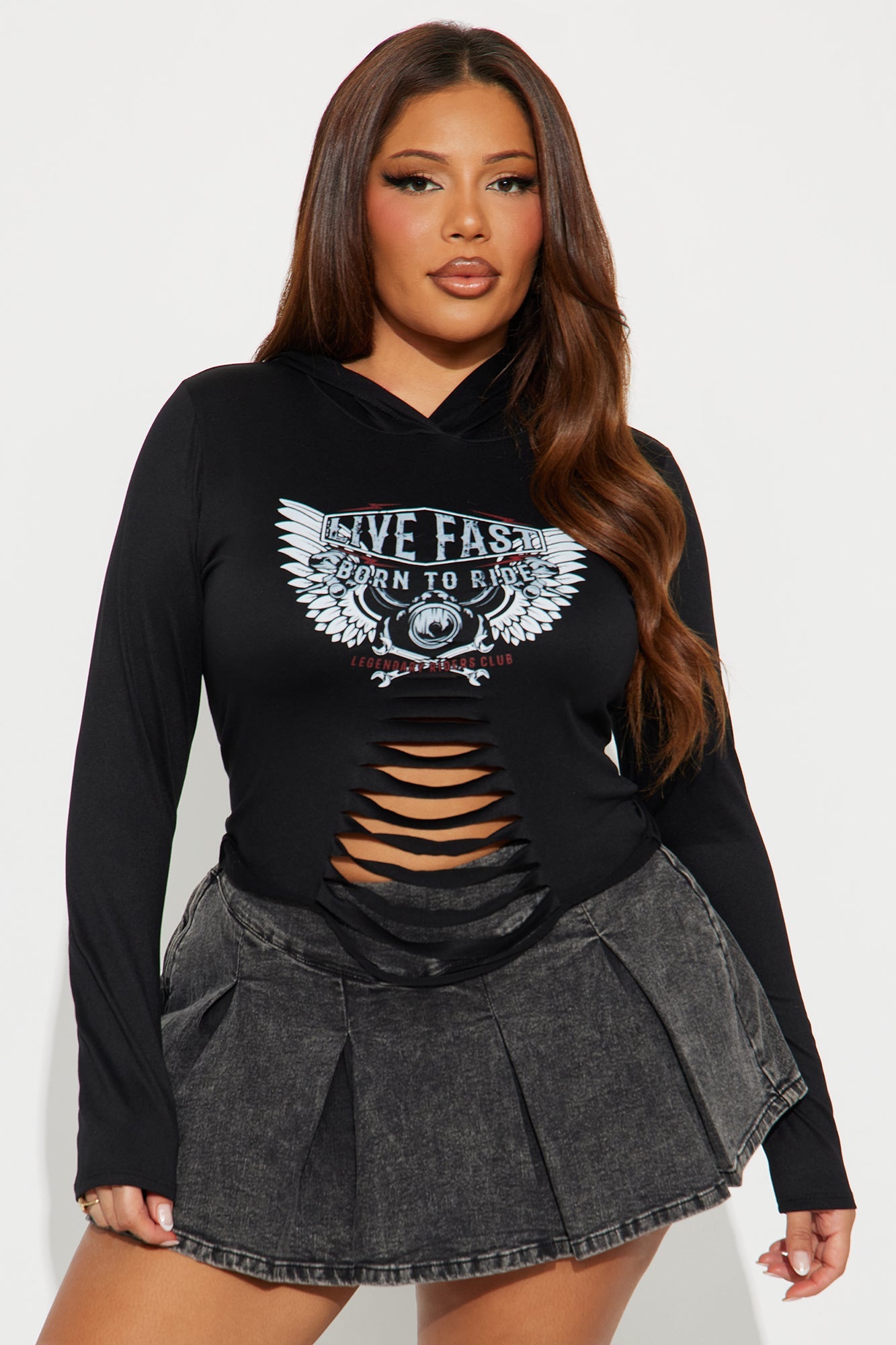 Live Fast Angel Wings Hooded Baby Tee - Black