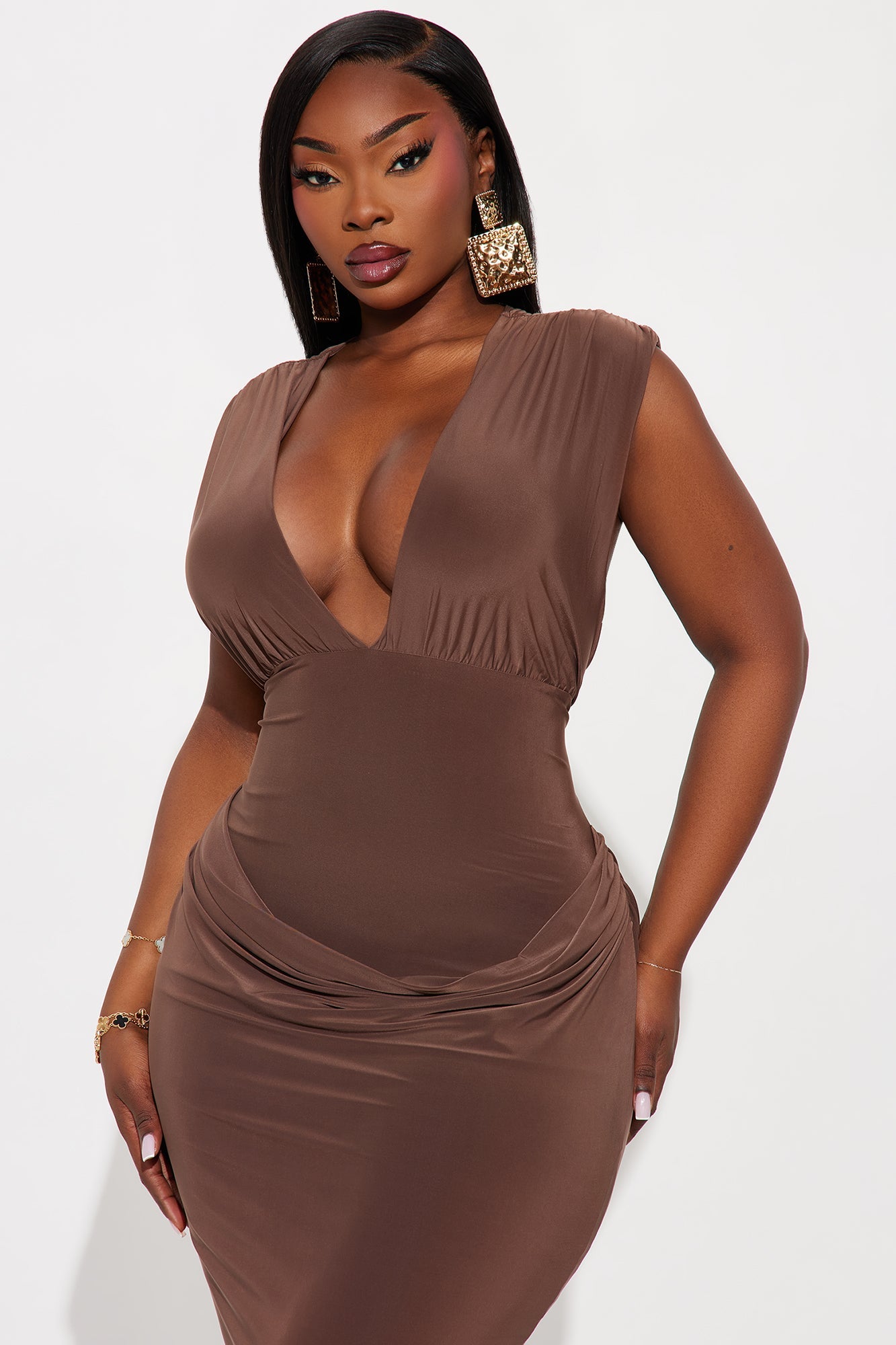 Always You Ruched Maxi Dress - Taupe