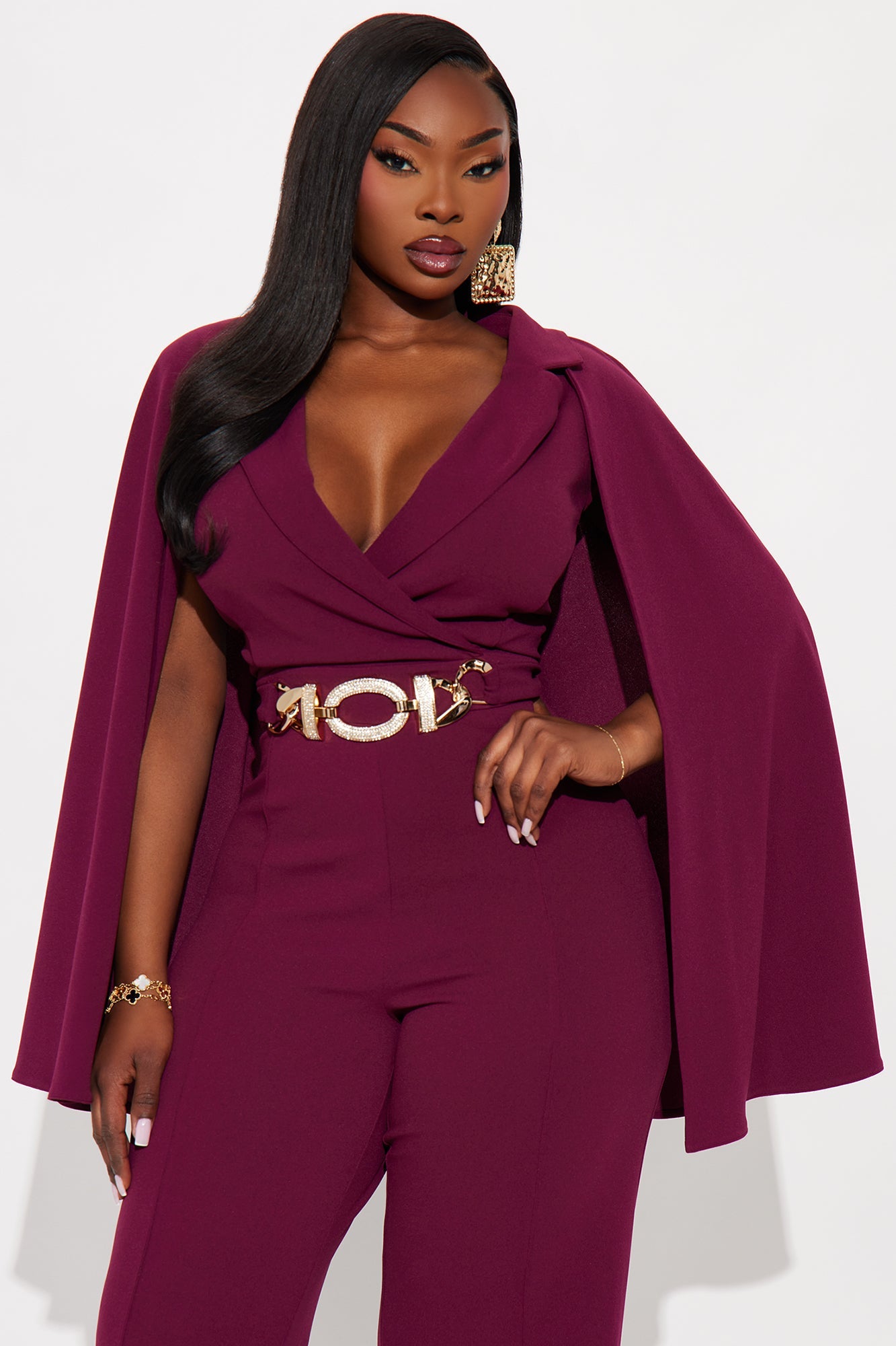 High Standards Draped Jumpsuit - Wine