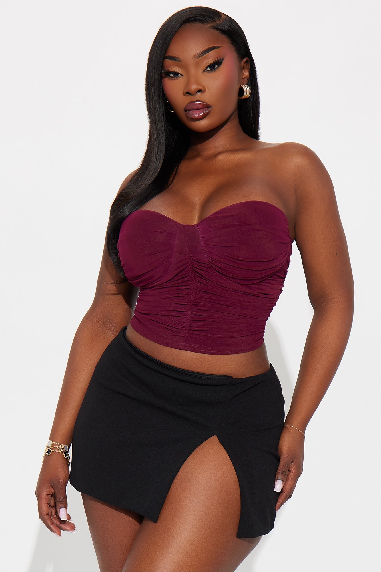 Bella Mesh Corset Top - Burgundy