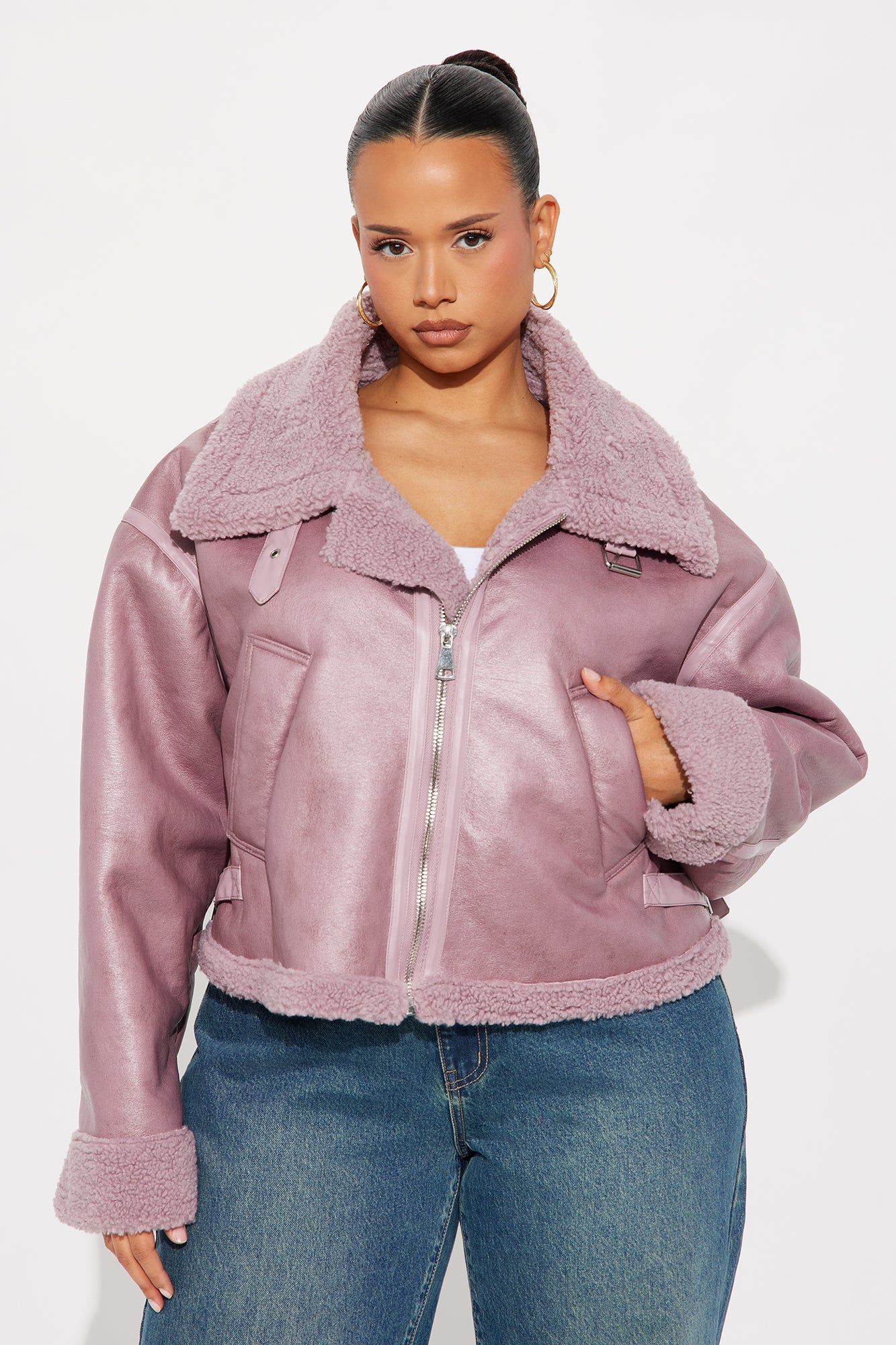 Taytum Faux Leather Jacket - Lavender