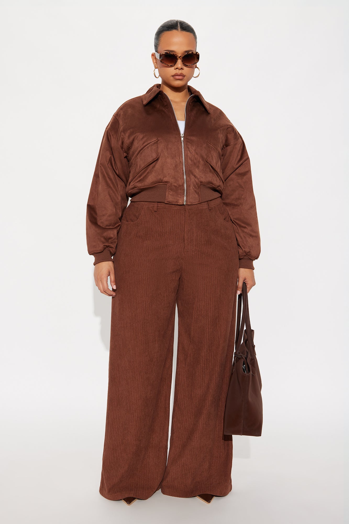 Golden Hour Groove Wide Leg Corduroy Pant 33 - Brown